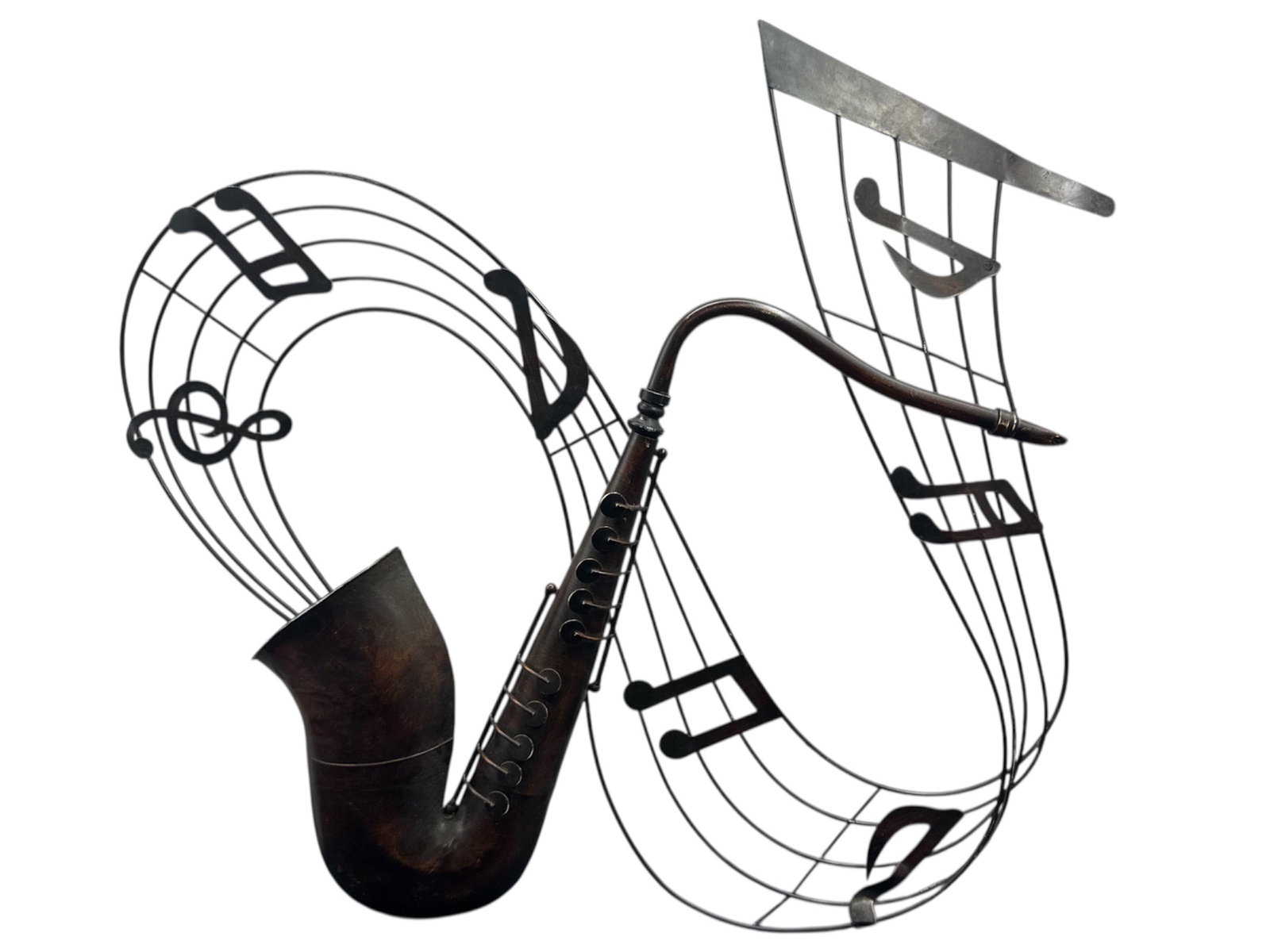 Large Decorative Metal Wall Sculpture of Saxophone & Musical Notes (1 of 4)