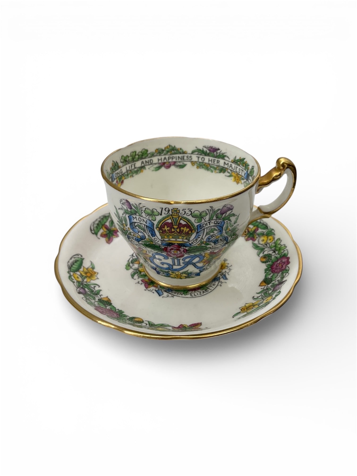 Coronation Memento by Hammersley Porcelain Demitasse Cup and Saucer (1 of 4)