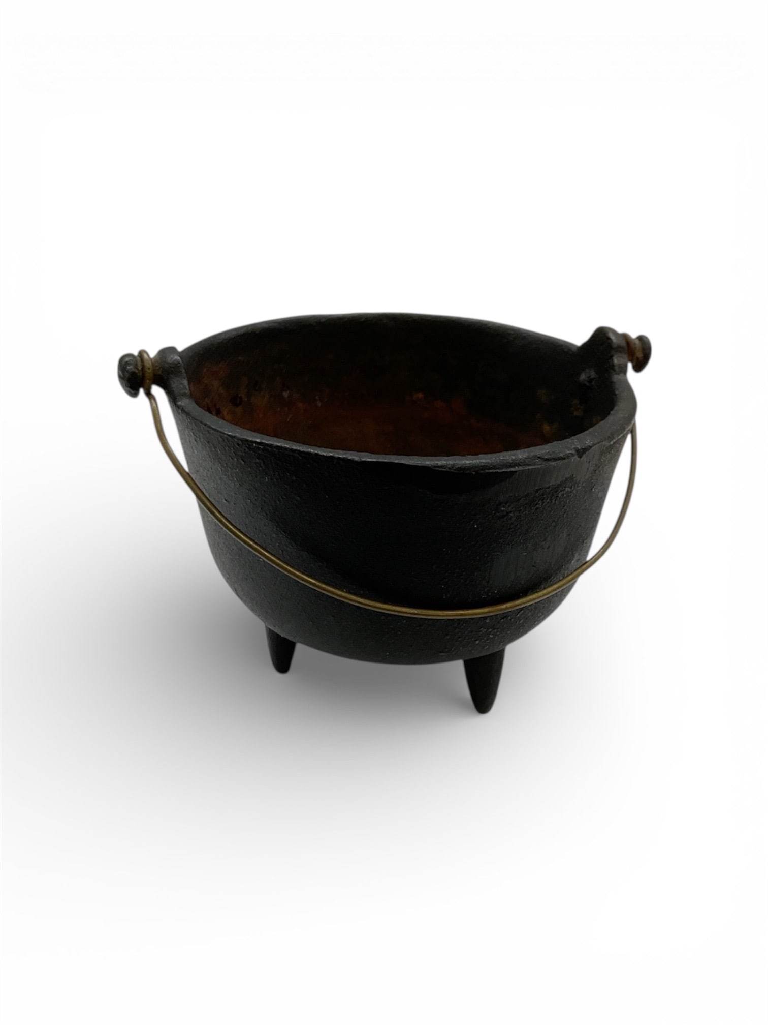 Small Cast Metal Cauldron Form Vessel with Bail Handle (1 of 3)