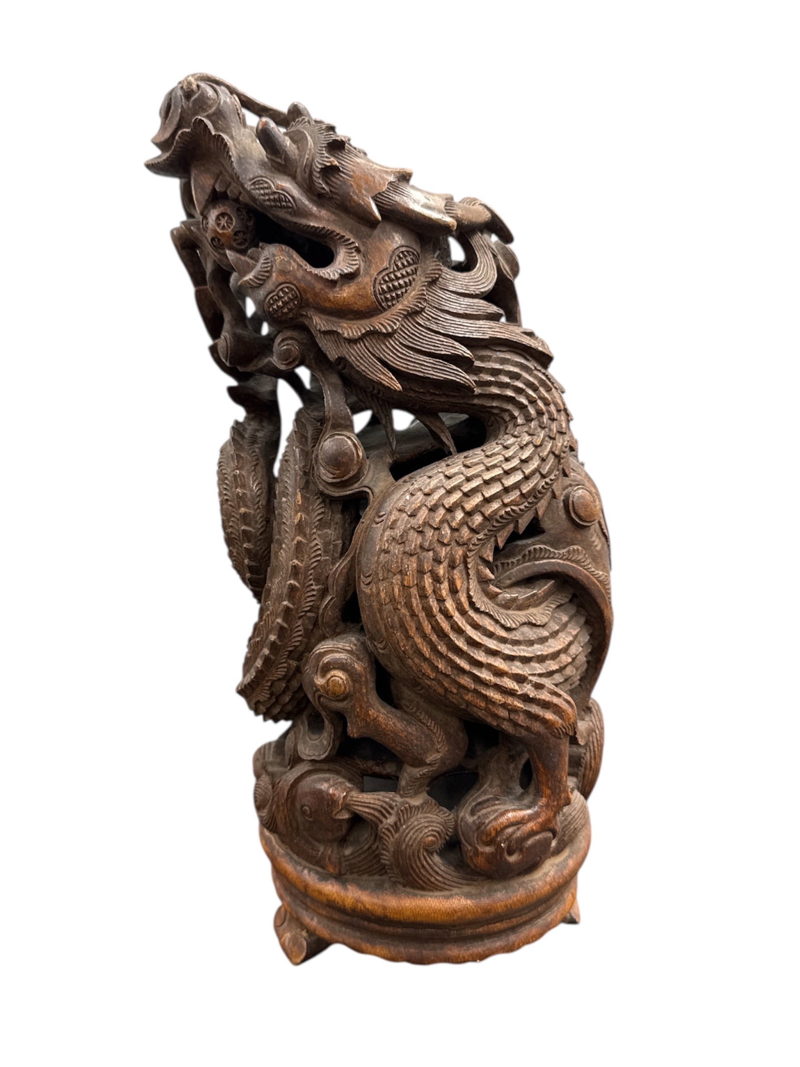Carved Wood Chinese Style Dragon Sculpture (1 of 3)