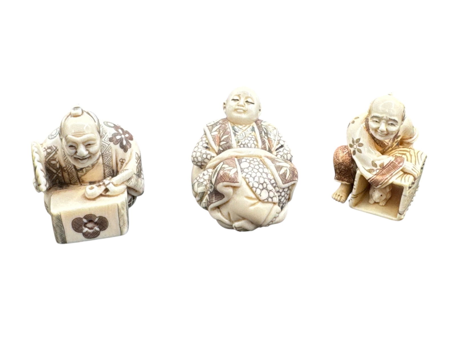 Set of Three Carved Bone Figural Miniatures (1 of 2)