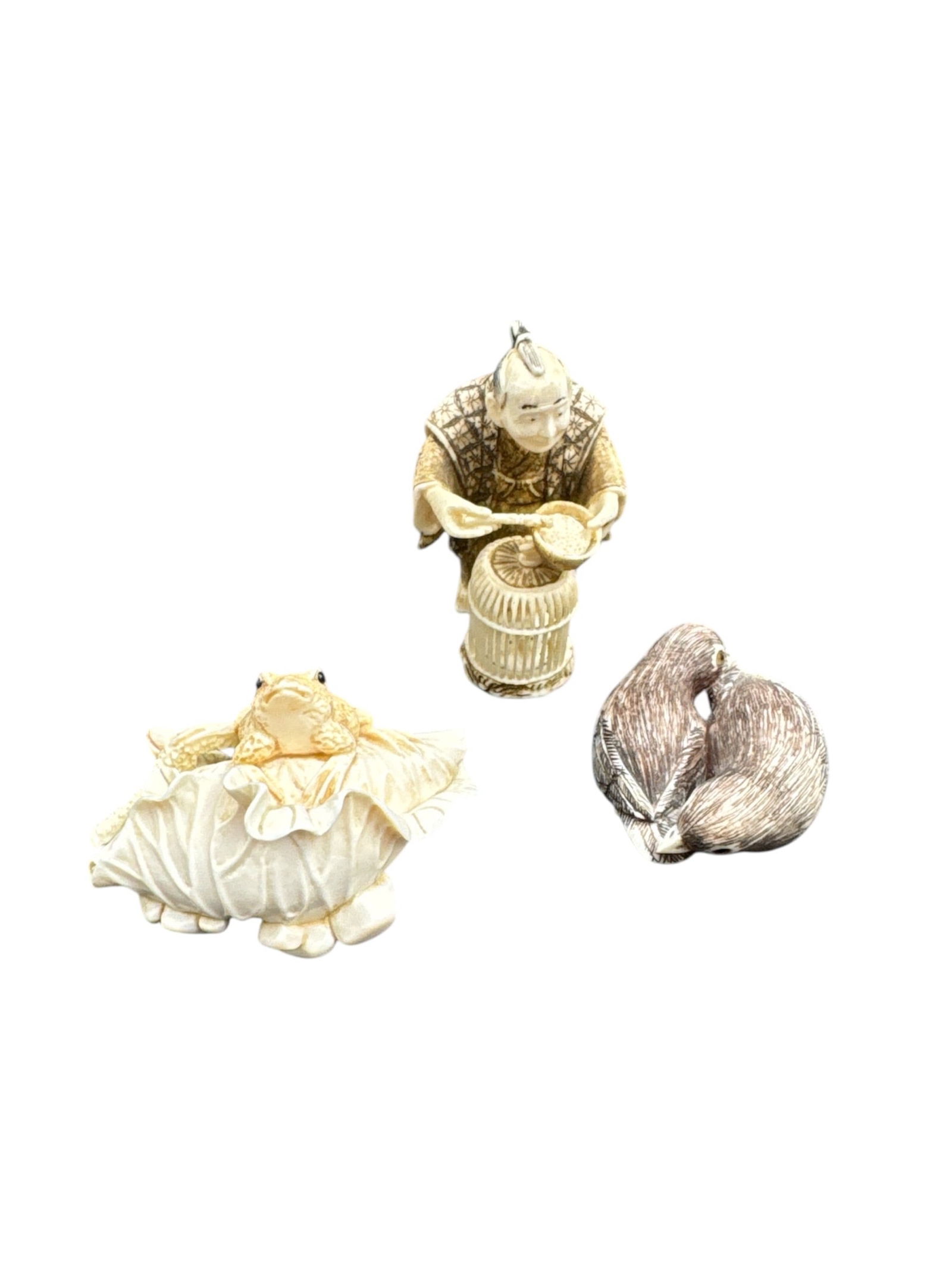 Set of Three Carved Bone Miniature Figurines (1 of 2)