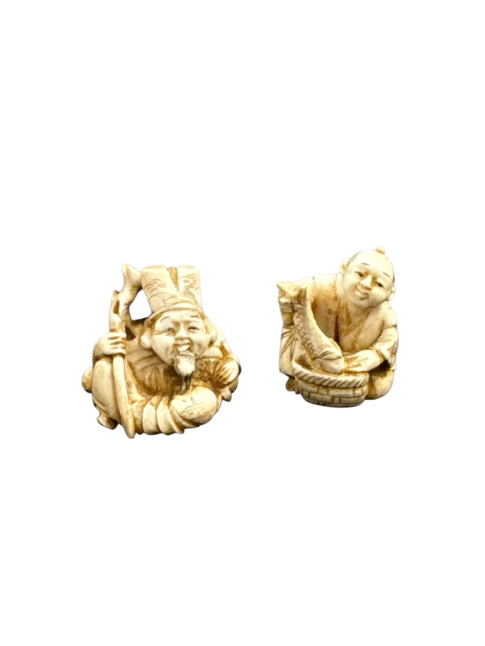 Pair of Carved Bone Figural Miniatures (1 of 2)