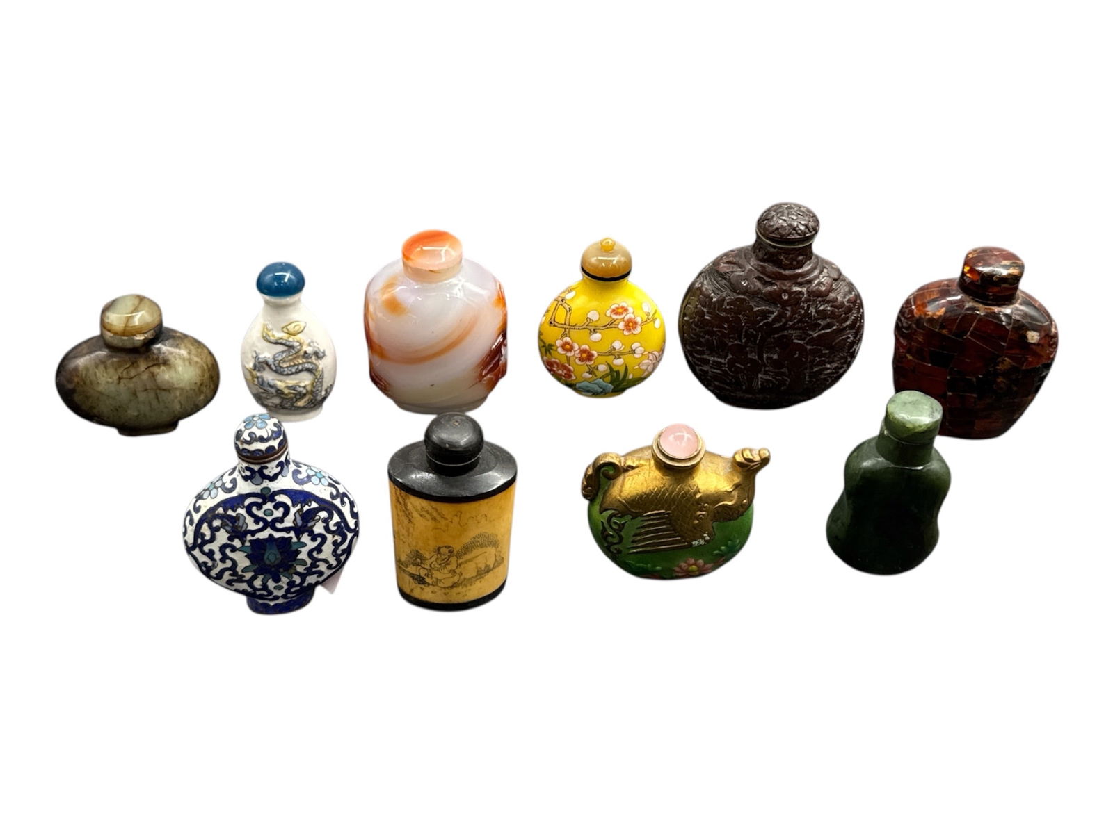 Group of Ten Assorted Asian Style Miniature Snuff Bottles (1 of 2)