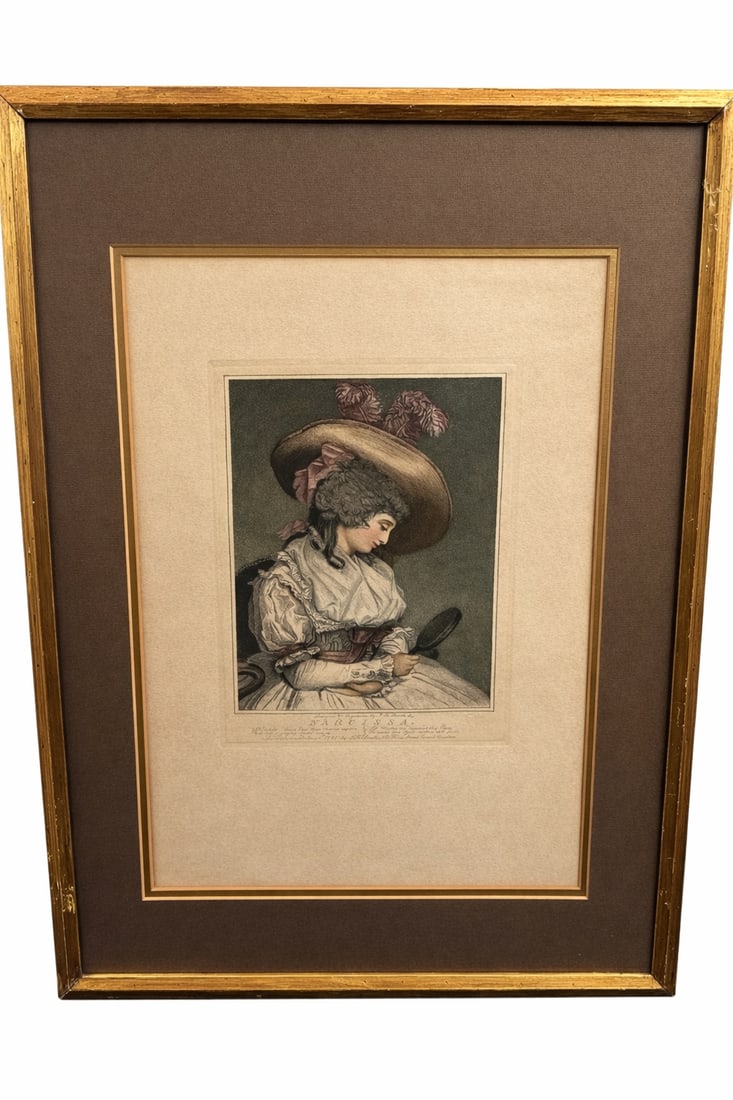 Narcissa by John Raphael Smith (English, 1751-1812) Color Engraving (1 of 3)