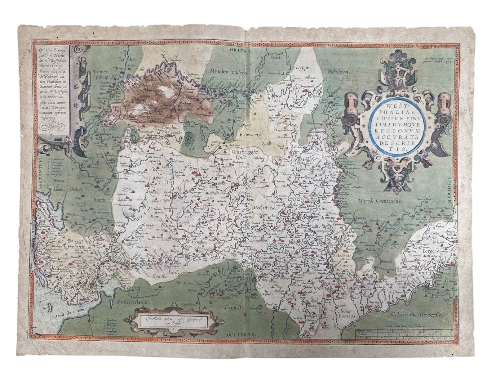 Scarce 16th-Century Hand-Colored Map of Westphalia by Abraham Ortelius, from the First Modern Atlas, (1 of 3)