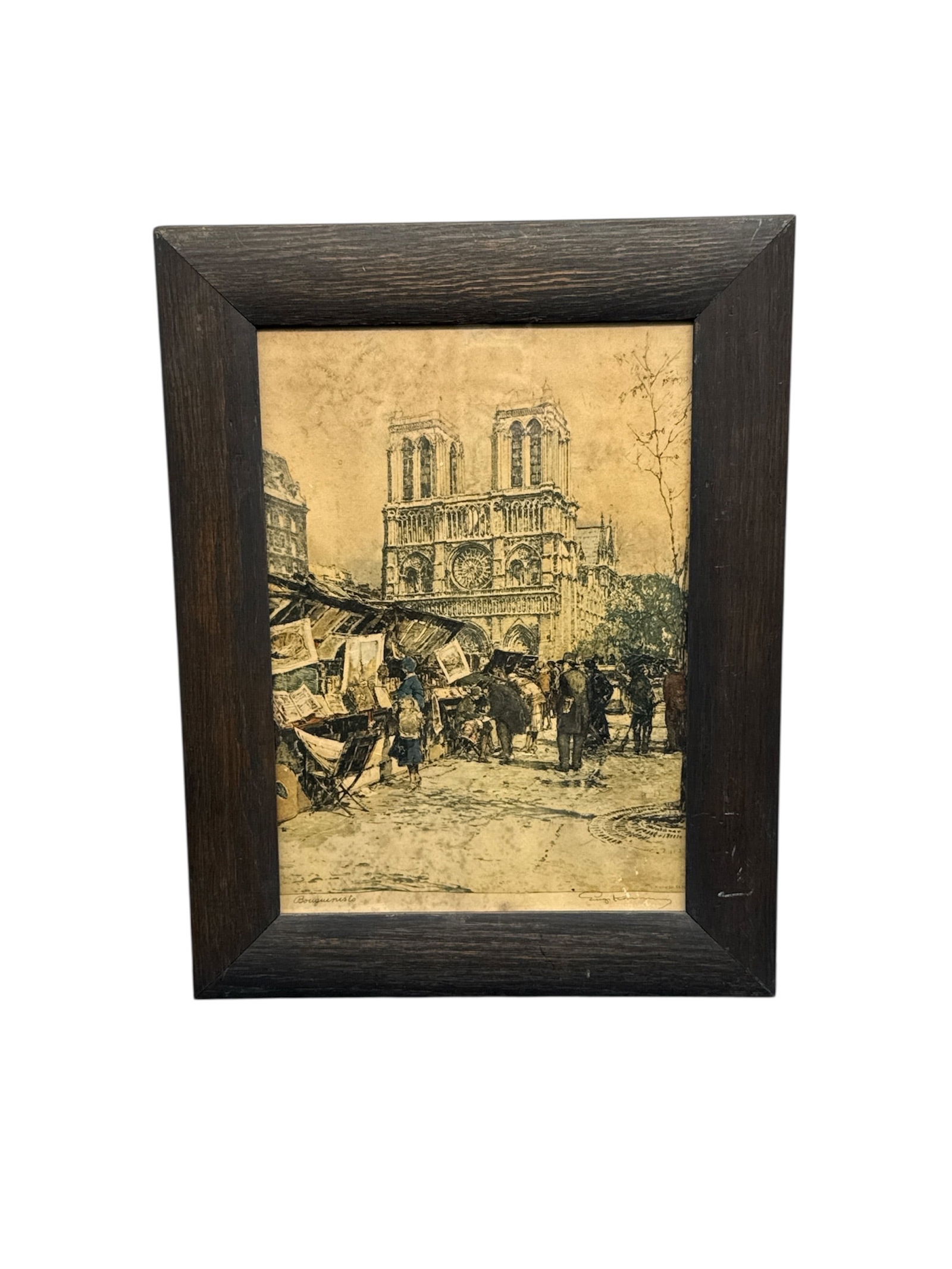 "Booksellers at Notre Dame" by Luigi Kasimir (Austrian, 1881–1962) Etching (1 of 5)