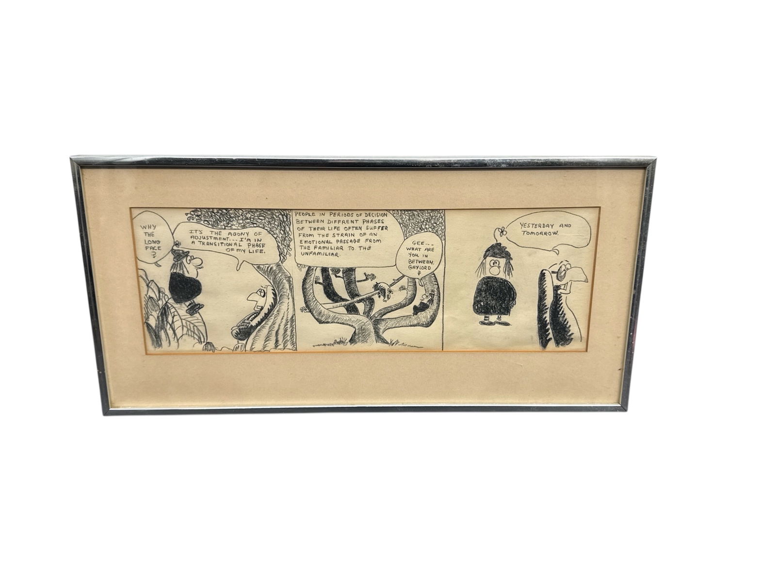 Original Framed Comic Strip Art – "Why The Long Face" – Characters Gaylord & Tomorrow (1 of 3)