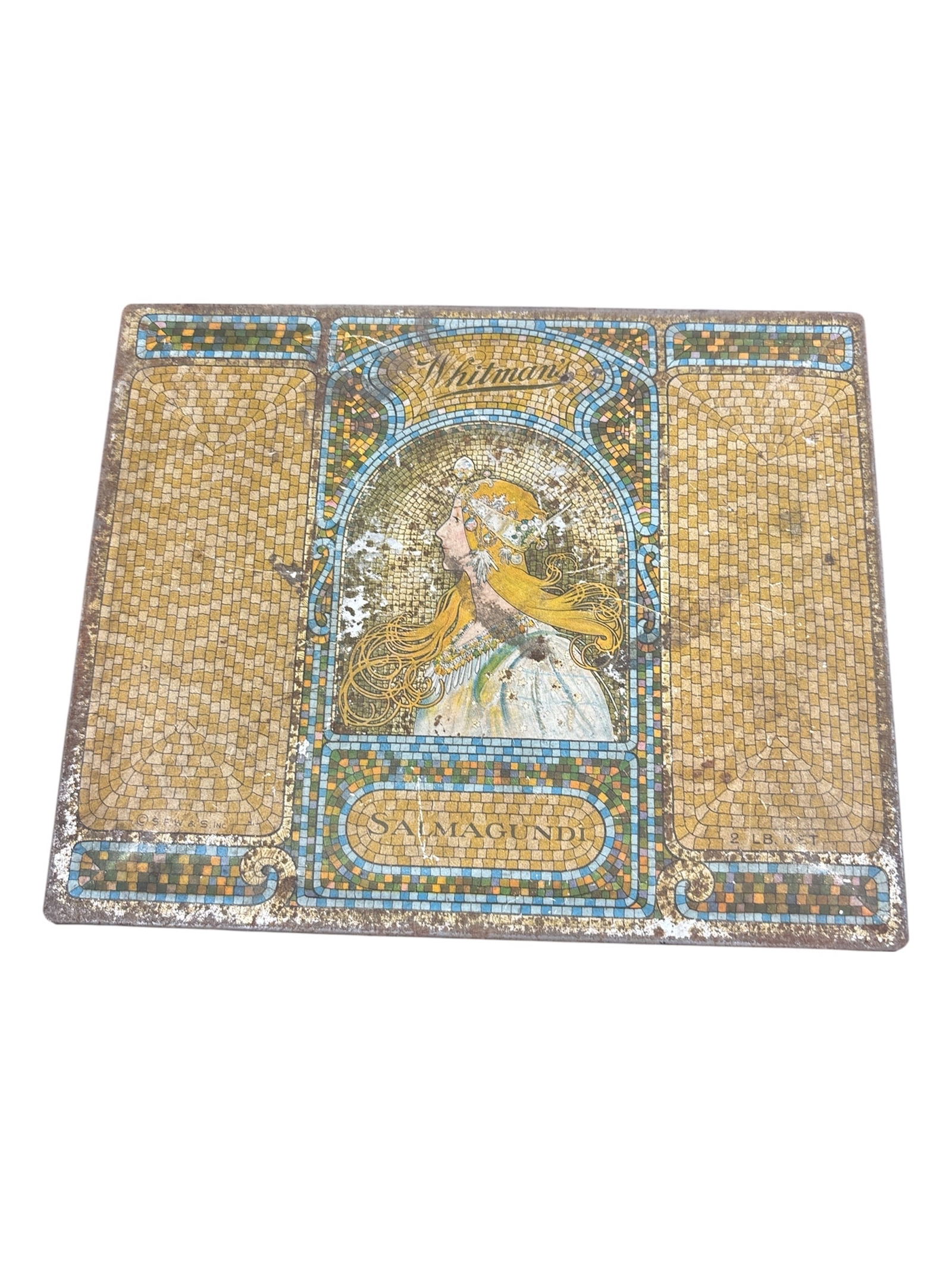 Vintage Whitmans Salmagundi Tin Box: Whitmans Salmagundi Tin Box Dimensions: 8.5x7x3