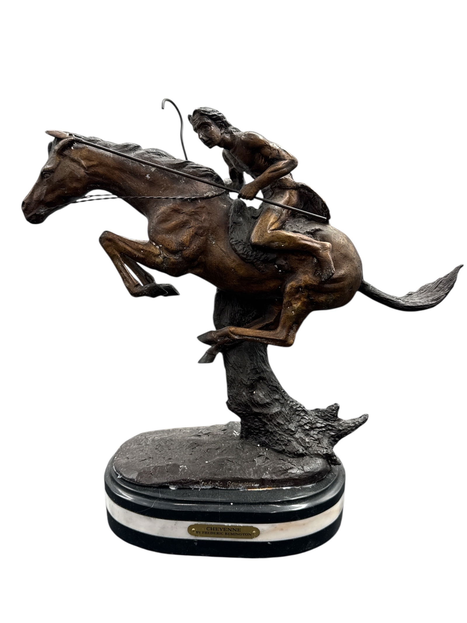 Frederic Remington Cheyenne Bronco Buster Sculpture on Marble Base (1 of 3)