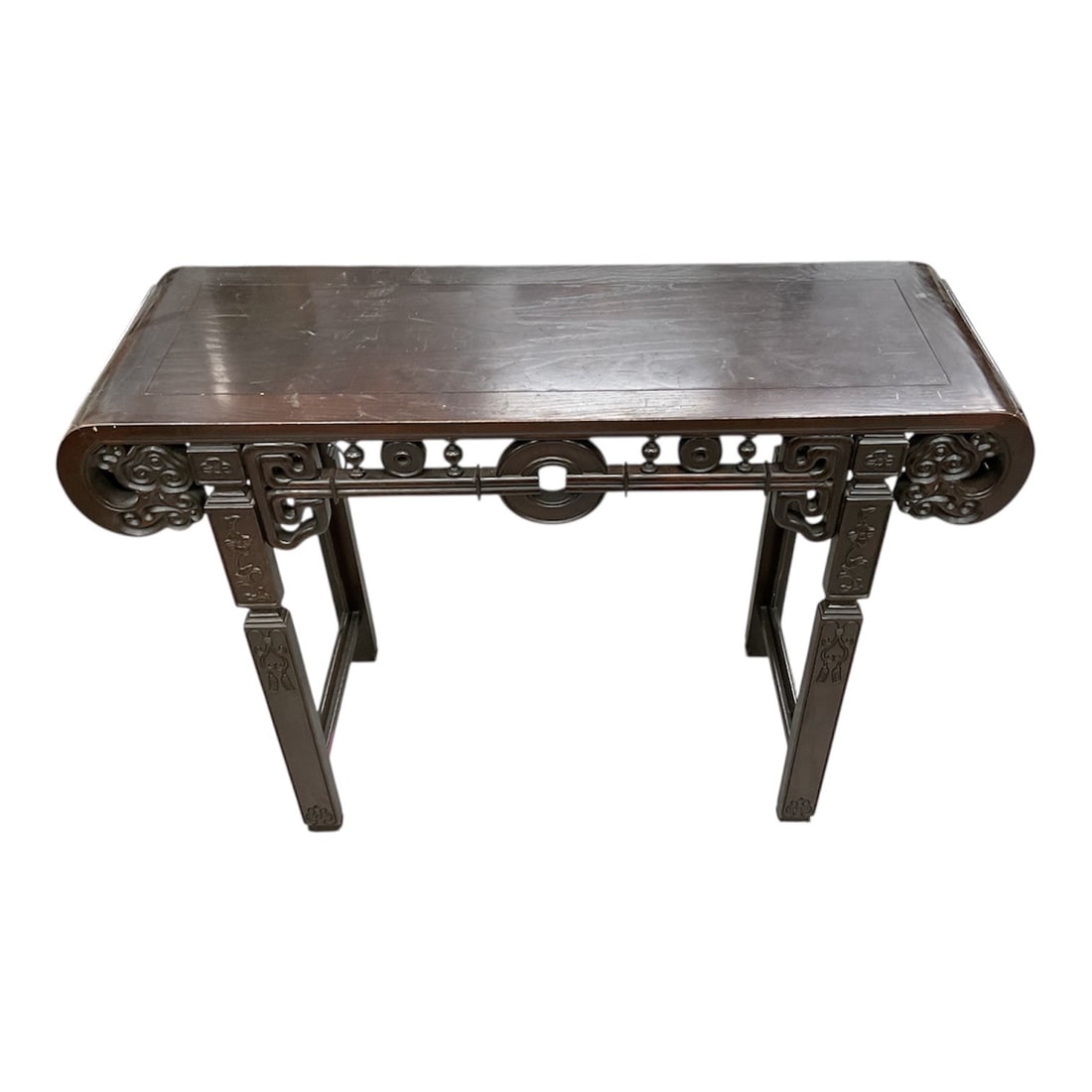 Carved Wooden Console Table with Scroll Details (1 of 7)