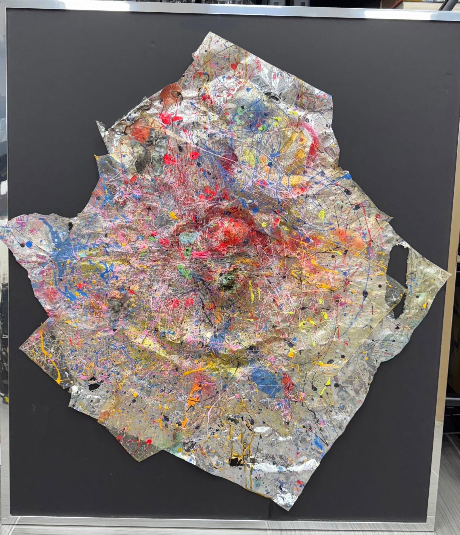 Pingo – “Magia: A dynamic burst of color and texture, “Magia” features Pingo’s signature sculptural surface built from layered paint and expressive movement. The irregular, organic form extends