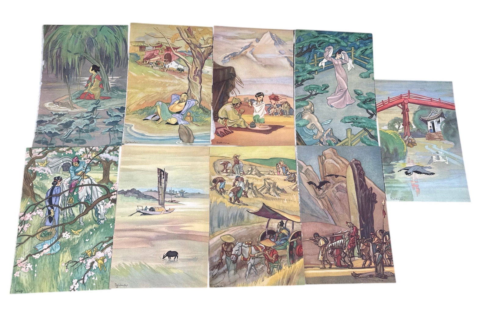 Group of Signed Baldridge Asian Scene Color Prints (1 of 7)