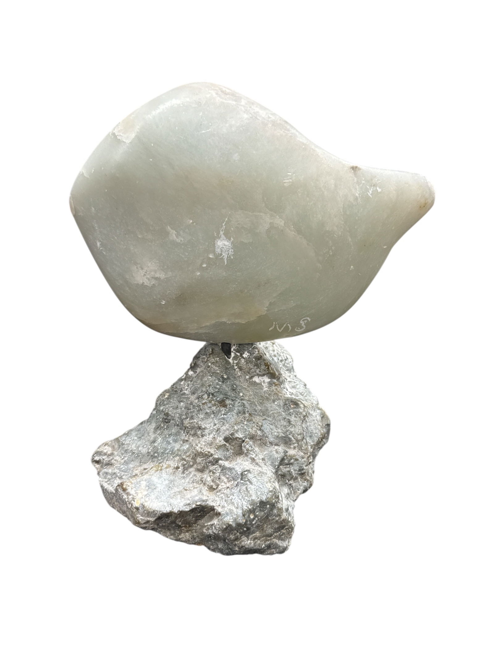 Modernist Carved Stone Bird Sculpture on Natural Rock Base (1 of 3)