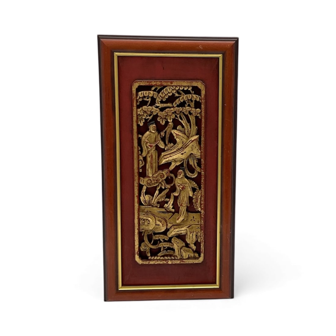 Antique Framed Asian Carved Gilt Panel (1 of 3)