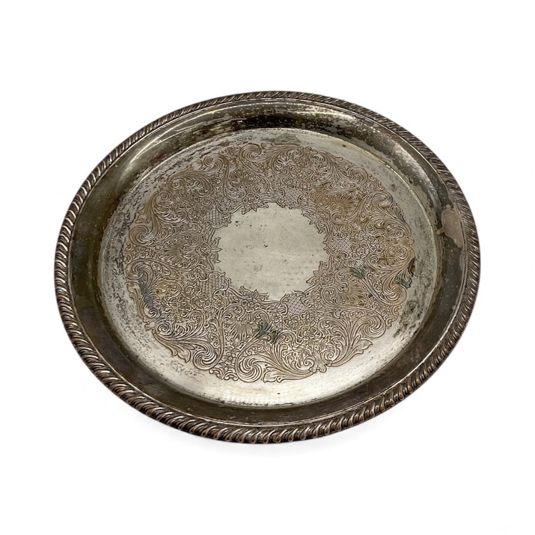 Antique Silverplate Engraved Serving Tray (1 of 2)