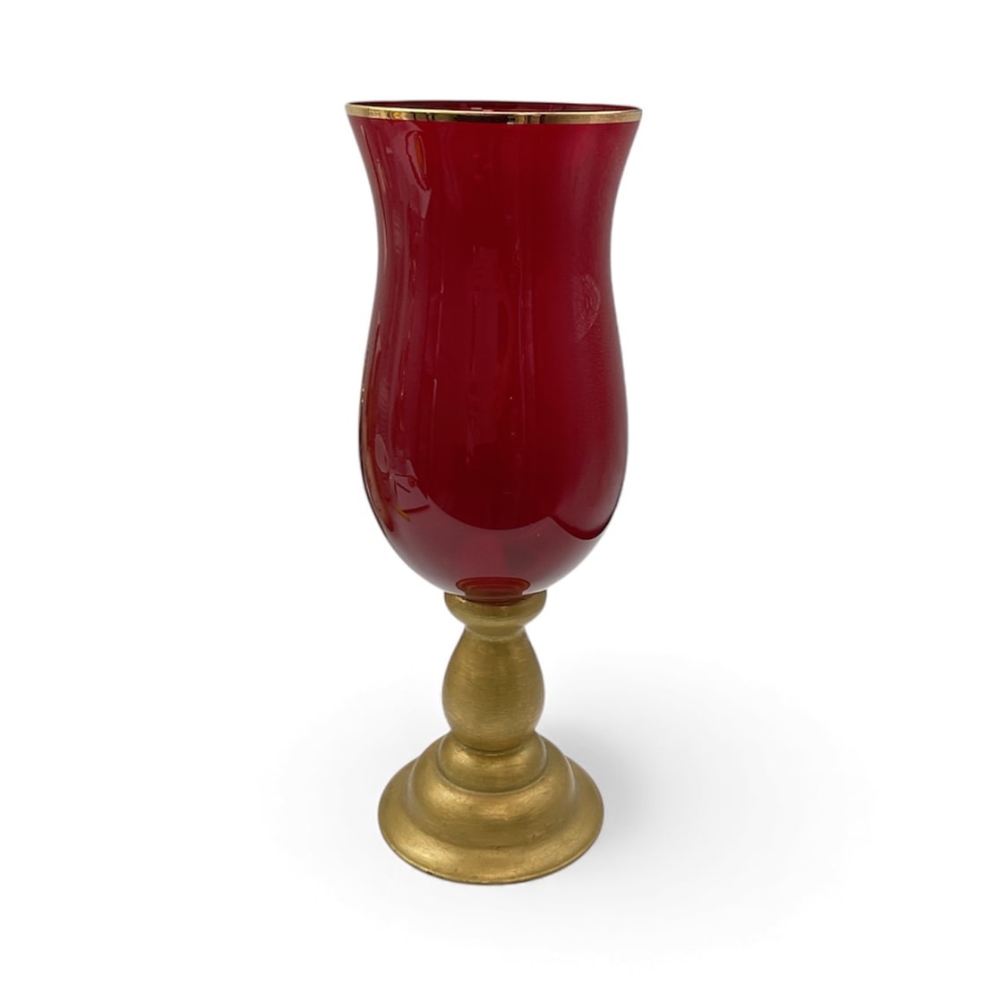Red Glass Vase with Gilt Base (1 of 3)