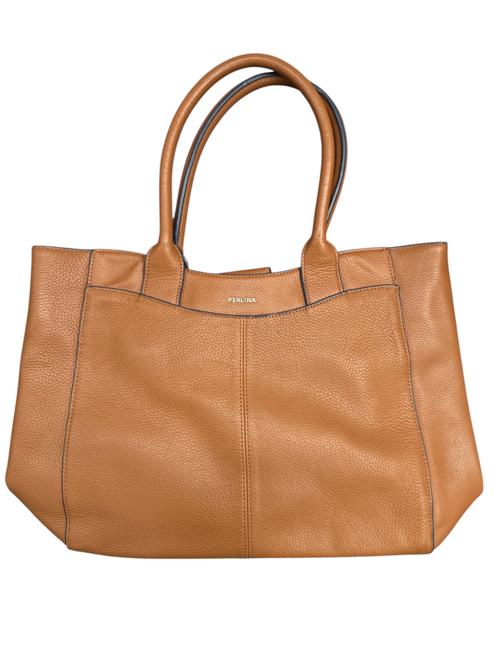 Perlina Brown Pebbled Leather Tote Bag (1 of 6)