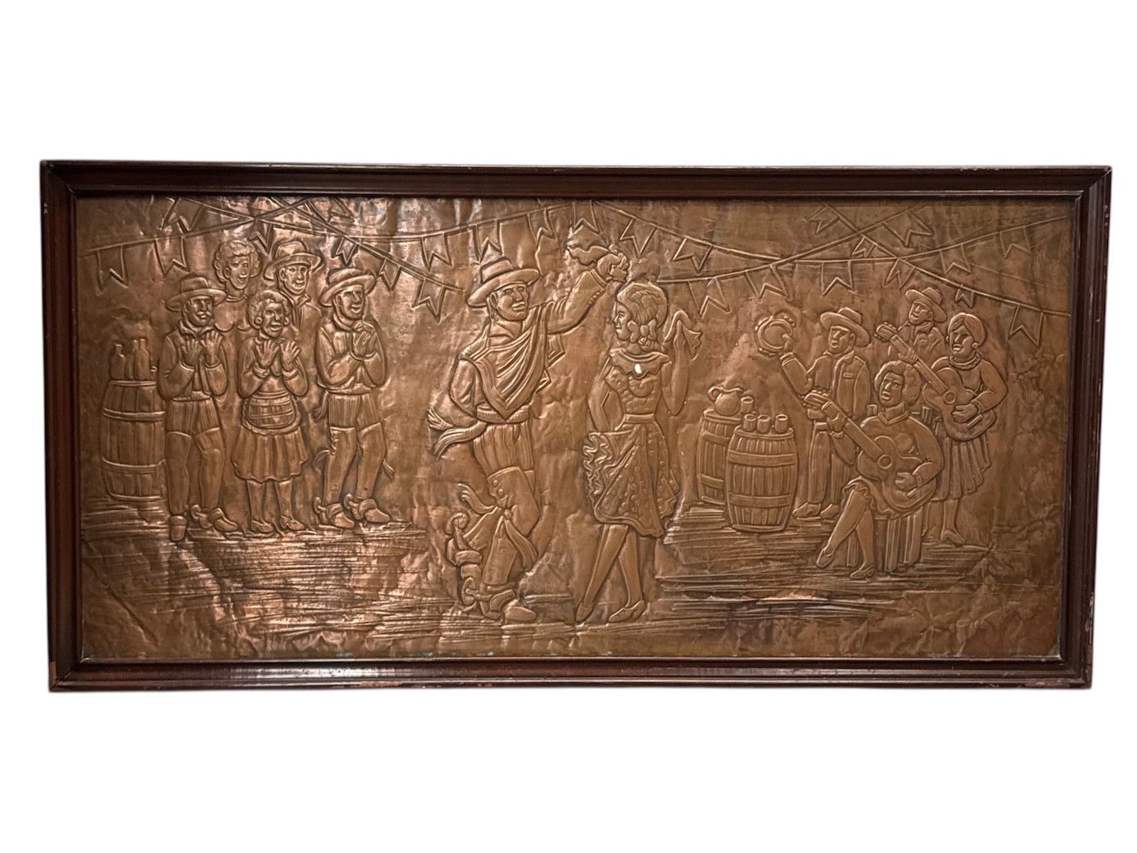 Large Chilean Repoussé Copper Wall Panel Depicting Biblical / Historical Scene, Framed (1 of 7)