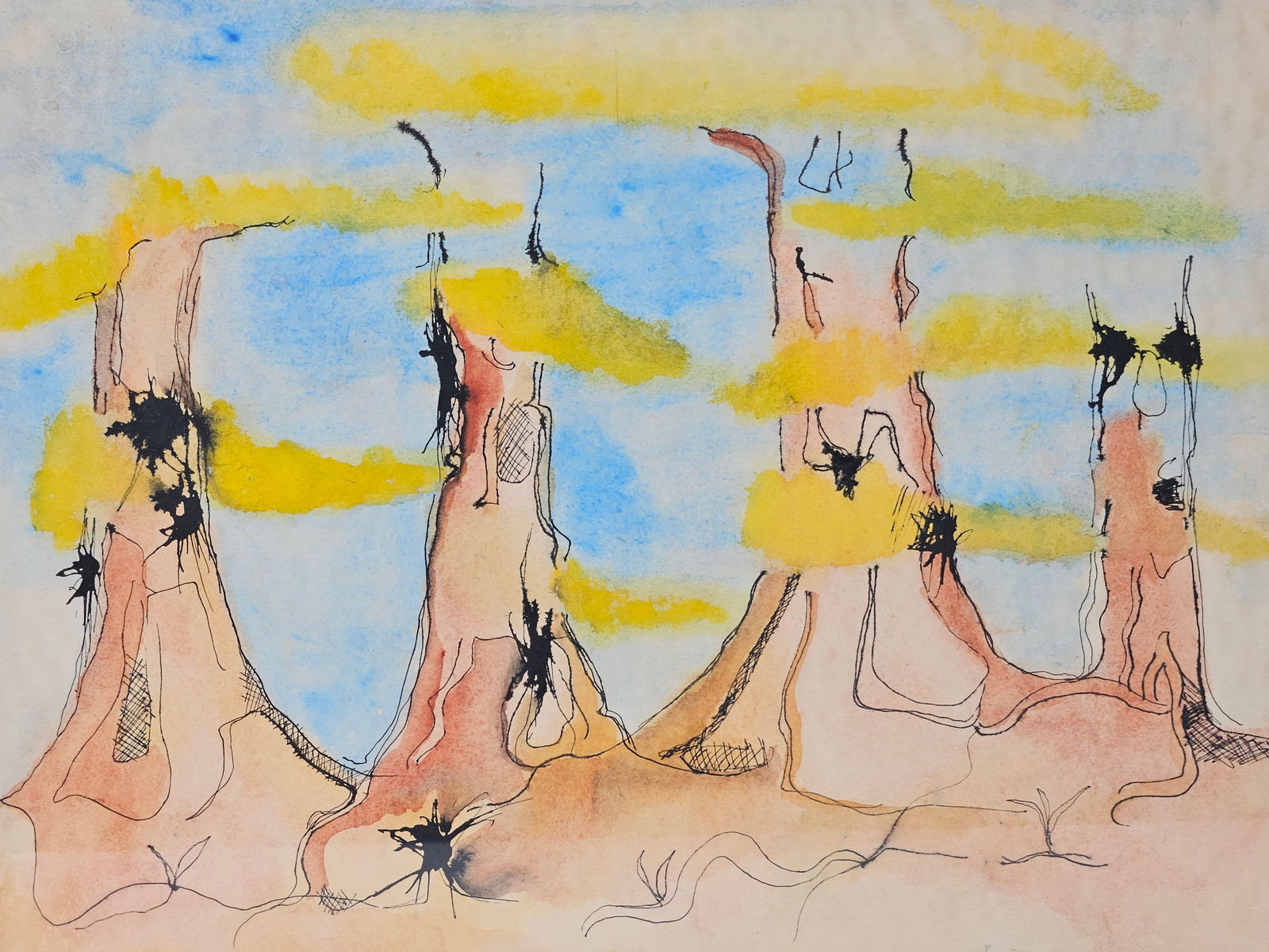 Abstract Figures Under Yellow Trees - 2