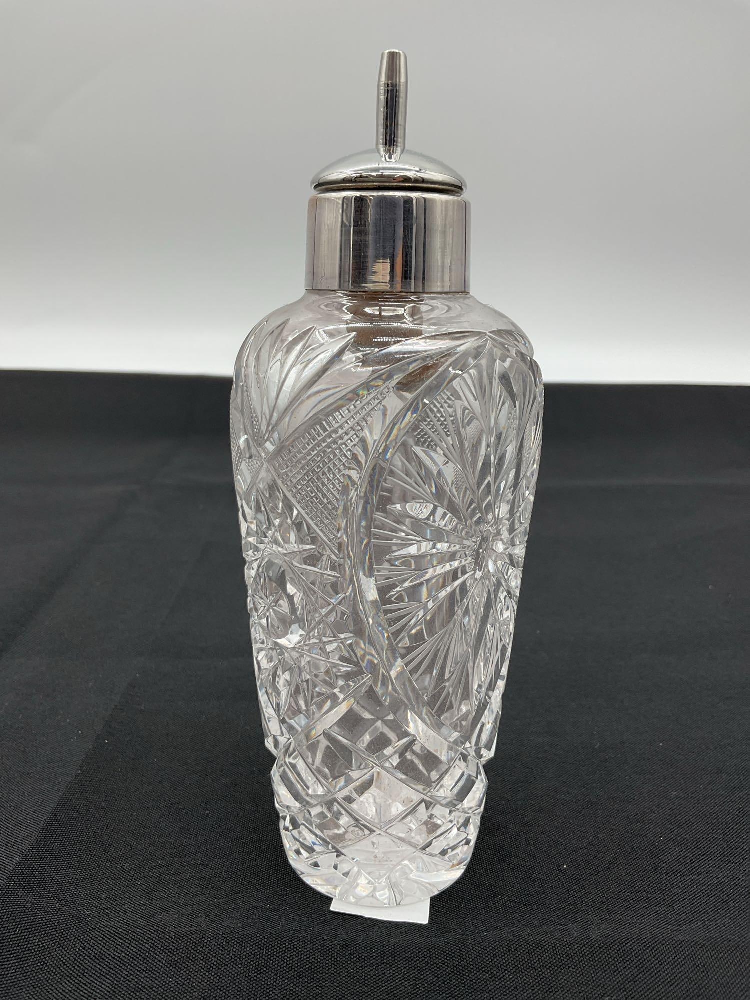 Vintage Cut Glass Syrup Dispenser with Metal Lid by Rostfrei (1 of 4)