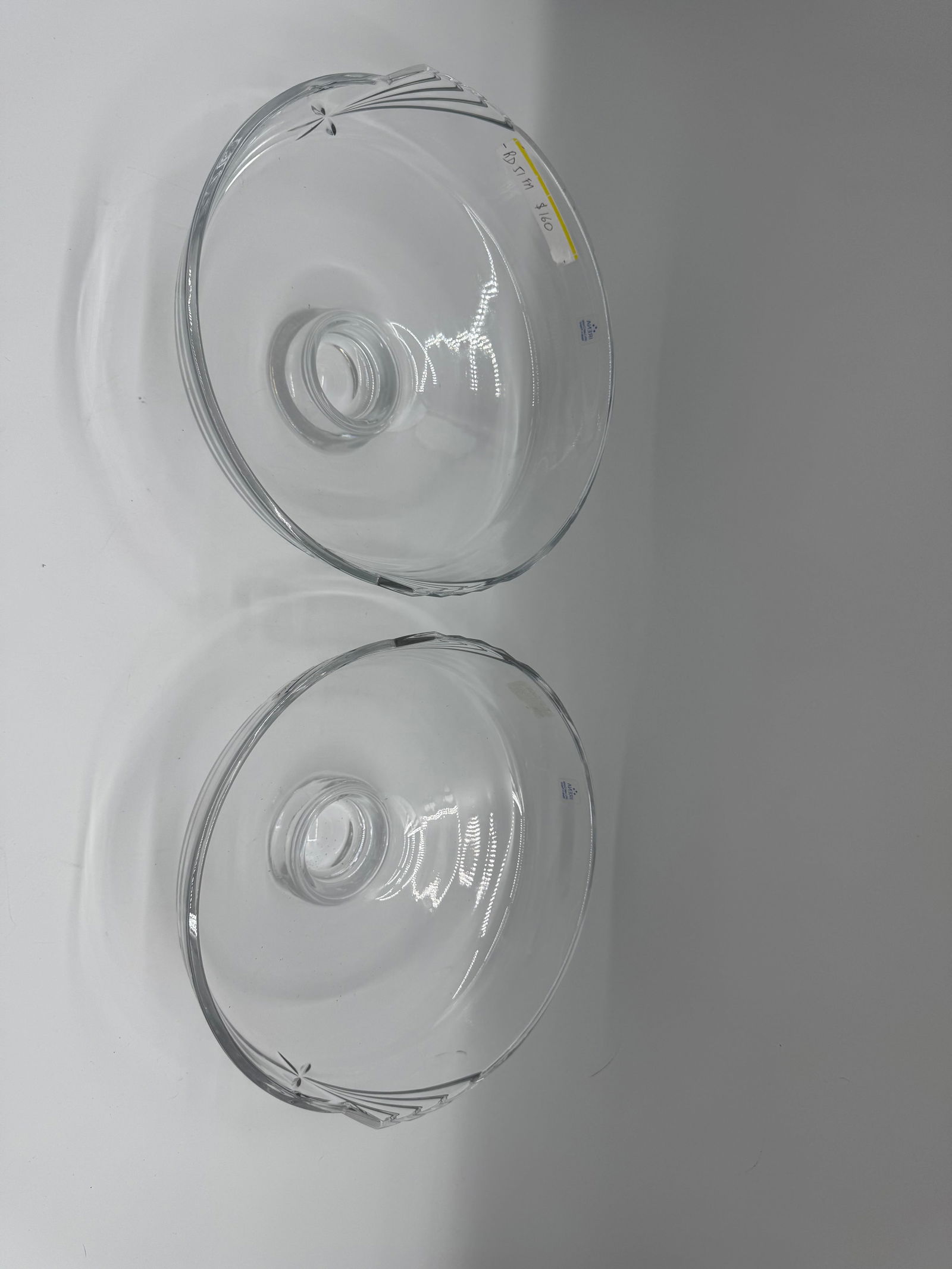 Pair of Crystal Glass Bowls with Pedestal Base (1 of 4)