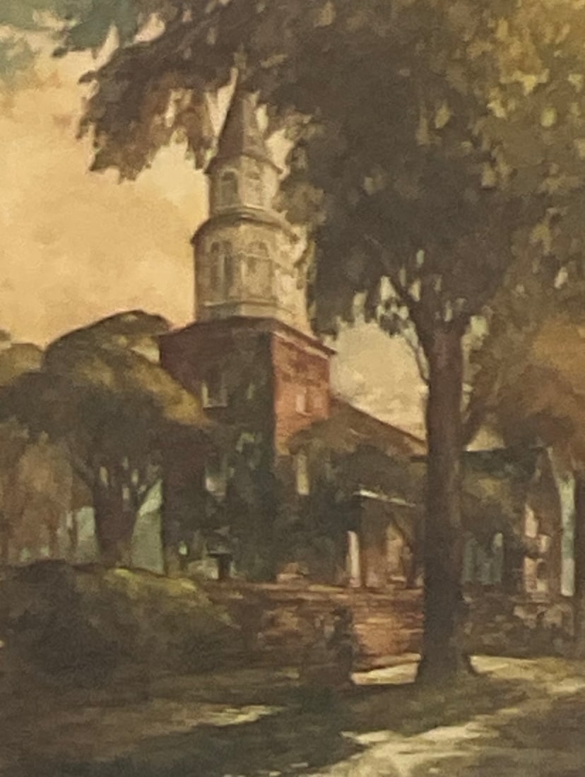 Bruton Parish Church Williamsburg Color Etching by A F Mettell (1 of 6)