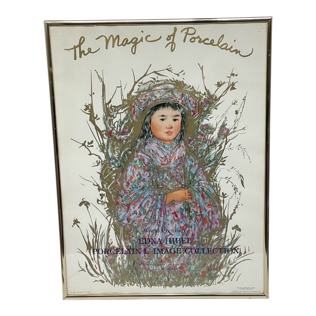 Edna Hibel Takara Limited Edition Poster The Magic of Porcelain: This auction lot features a limited edition poster titled Takara by acclaimed artist Edna Hibel, created from a limited edition plate and issued as part of The Magic of Porcelain series. The artwork