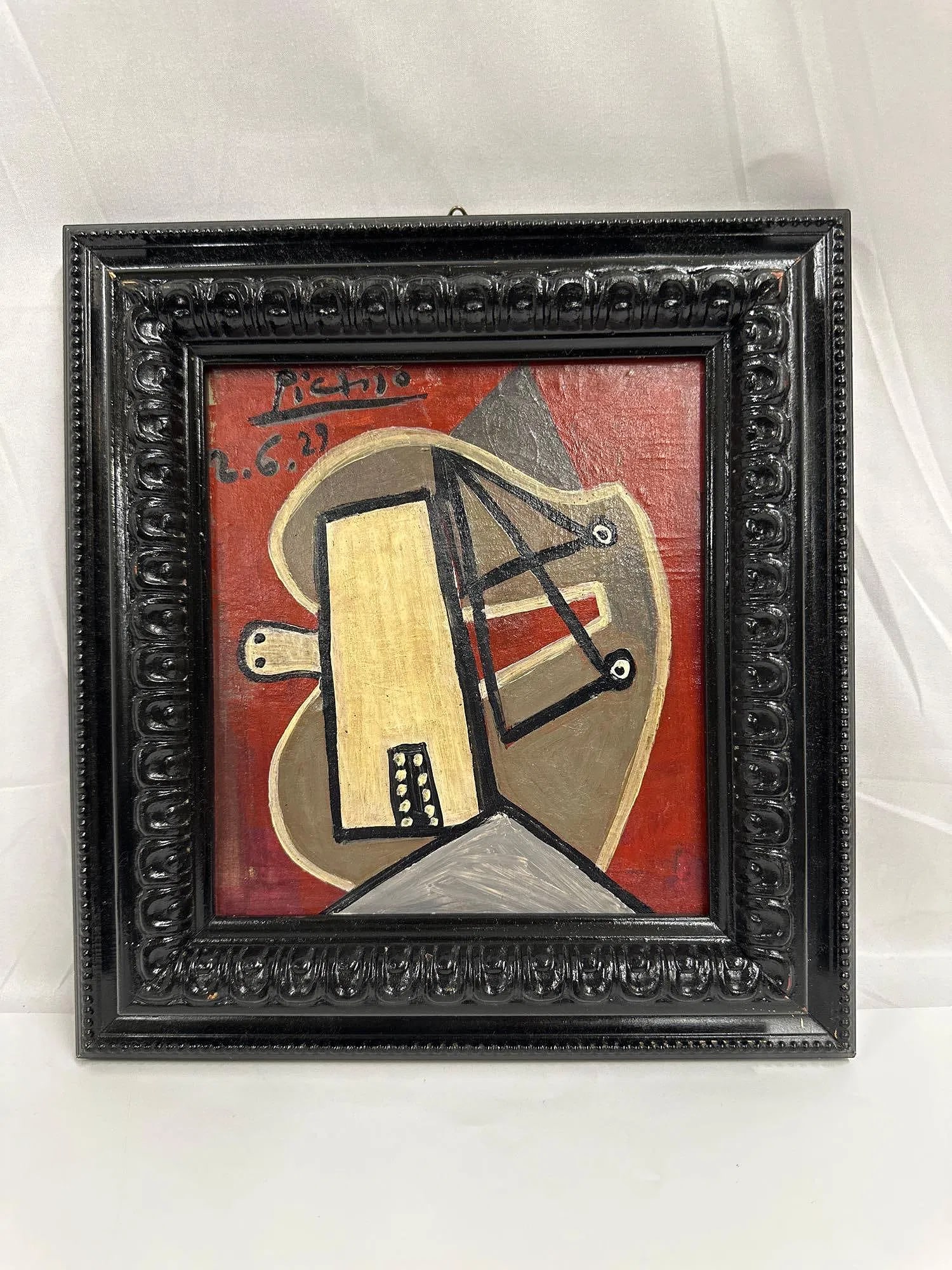 Picasso Style Reproduction: Picasso style vintage reproduction Medium: Oil on boardDimensions: 11.5 x11