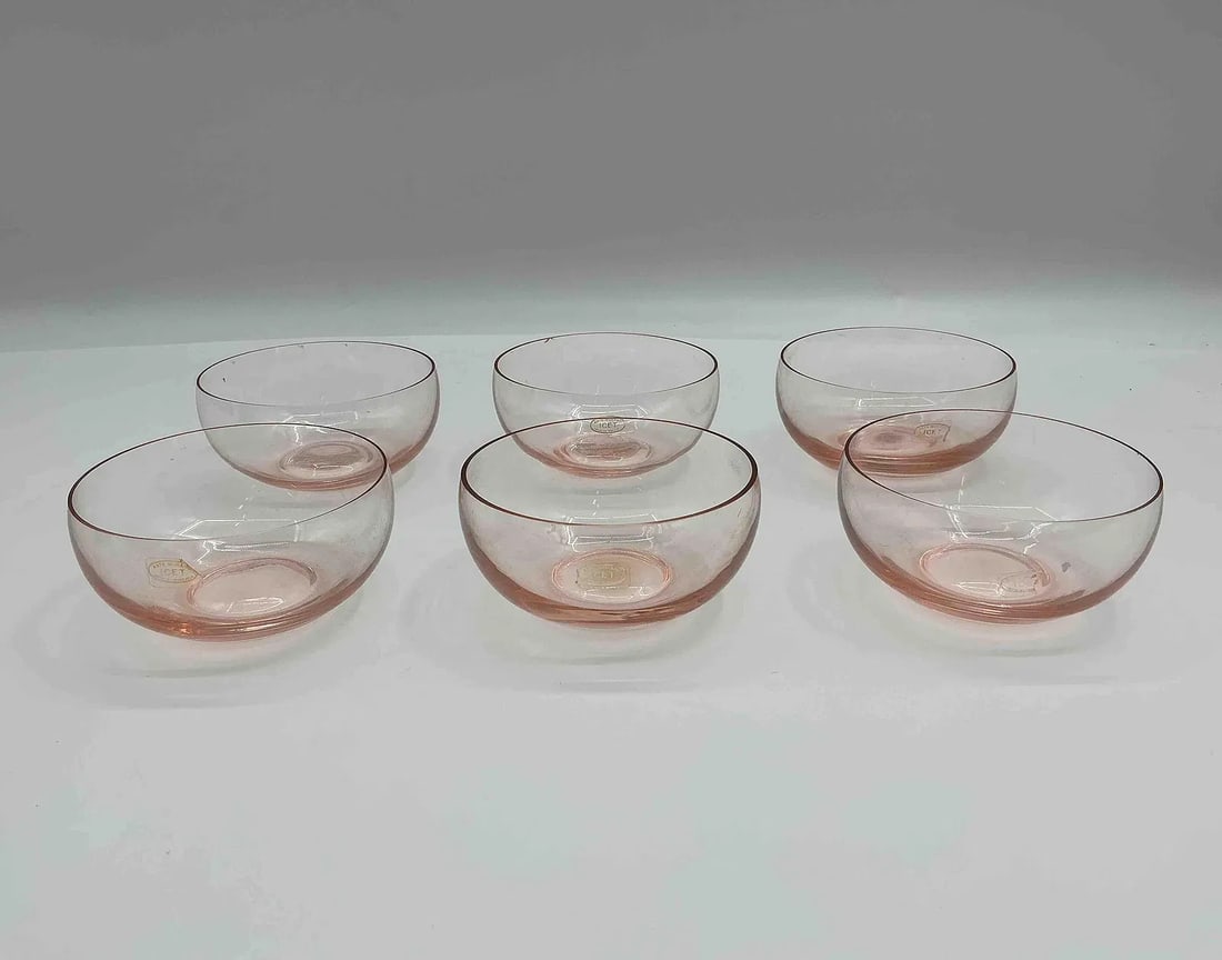 Set of 6 Murano Blush Pink Glass Bowls (1 of 5)