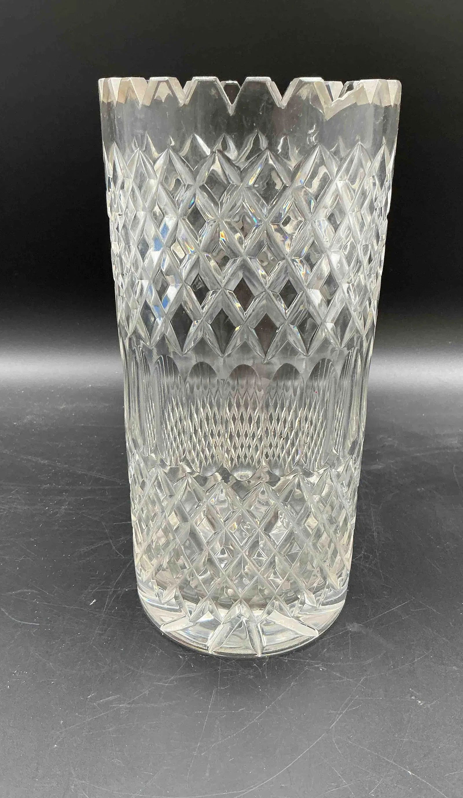 Cut Crystal Vase with Zigzag Rim (1 of 4)