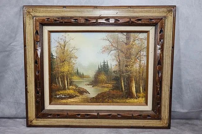 "River" by Antonio: Majestic yet simple, capturing nature in its most beautiful form. Shadows in this painting beautifully contrast with illusion of where the sun is hitting. H29in L42in