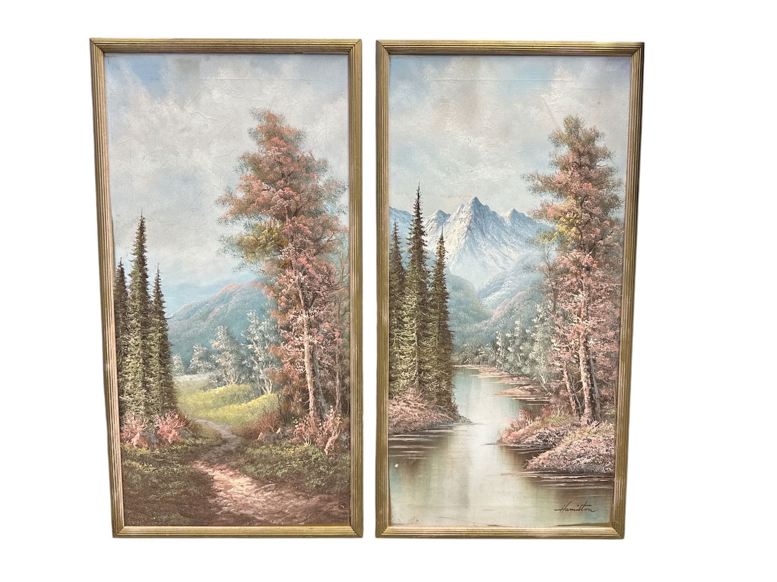 Signed Hamilton Mountain Landscape Paintings Framed Pair (1 of 5)