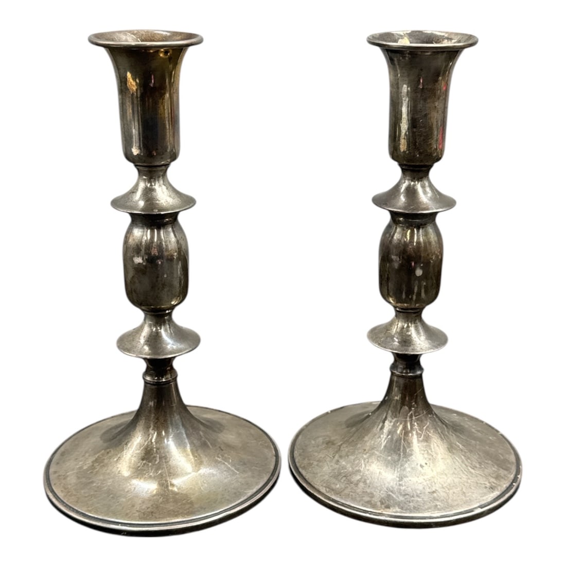 Elegant Pair of Vintage Cartier Sterling Silver Weighted Baluster Candlesticks (1 of 3)