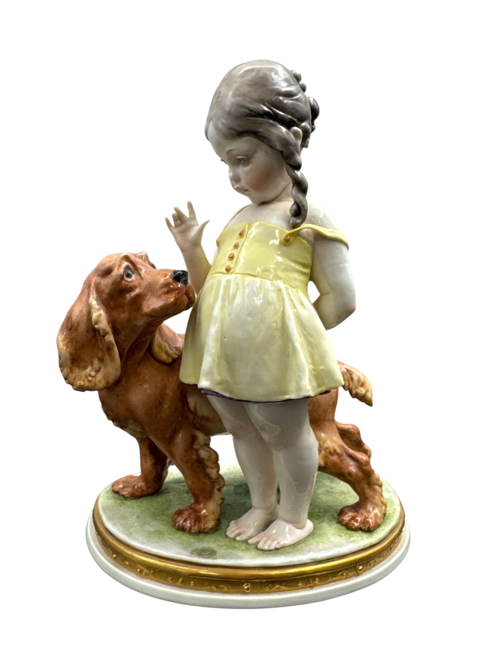 Vintage Italian Capodimonte "Child's Best Friend" Porcelain Figurine, Signed Morra (Girl with (1 of 4)