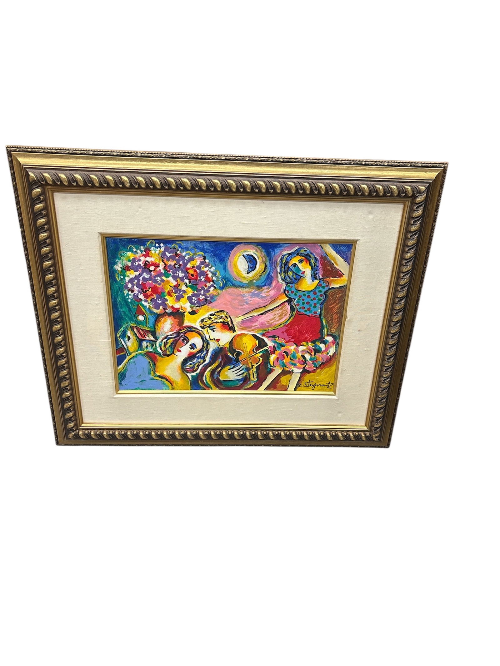 Zamy Steynovitz (1951-2000) Israeli-American Artist Embellished Serigraph, "Moonlight Dancing" (1 of 4)