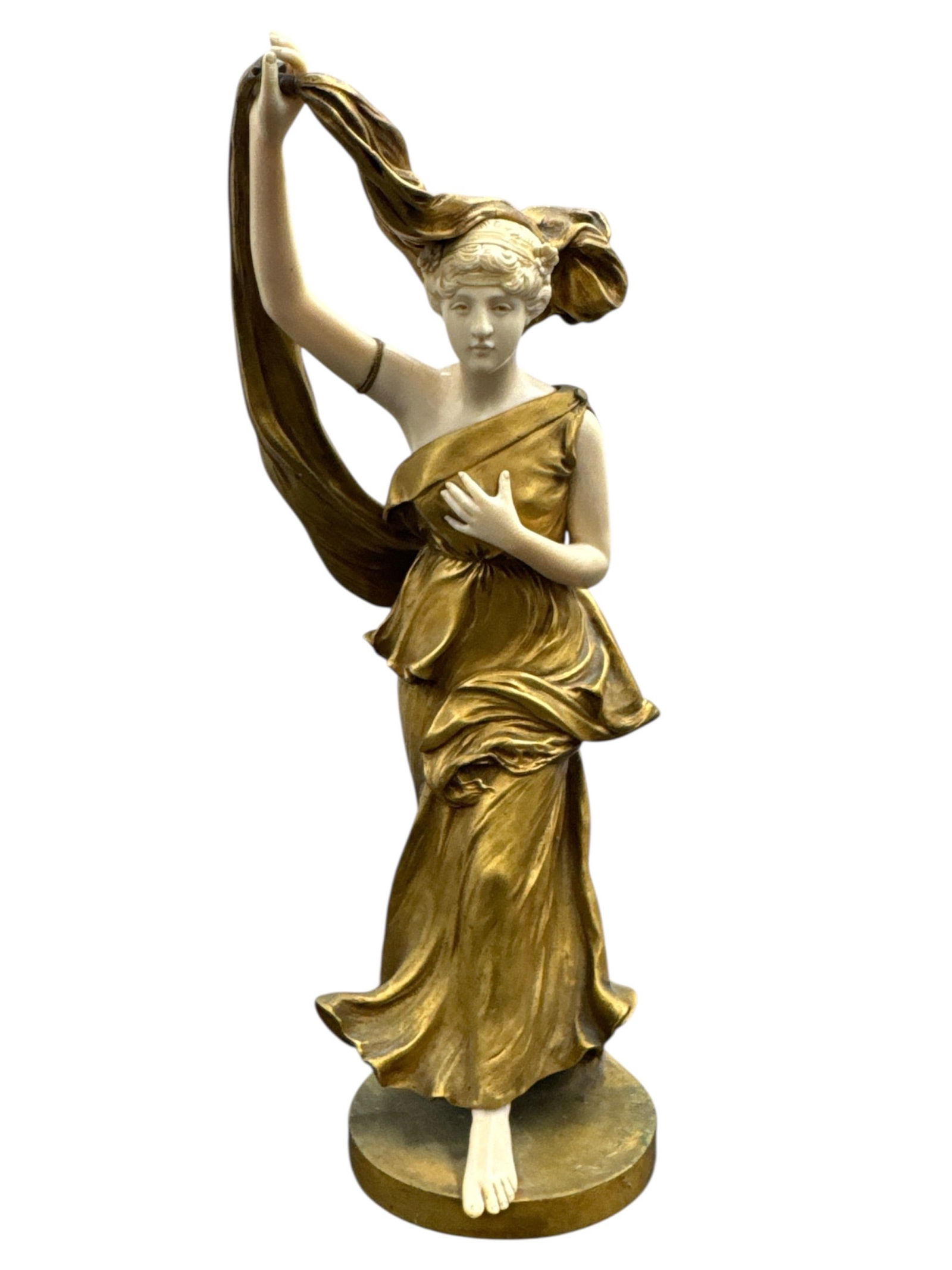 H. Levasseur Gilt Bronze Style Figural Sculpture of Classical Woman (1 of 3)