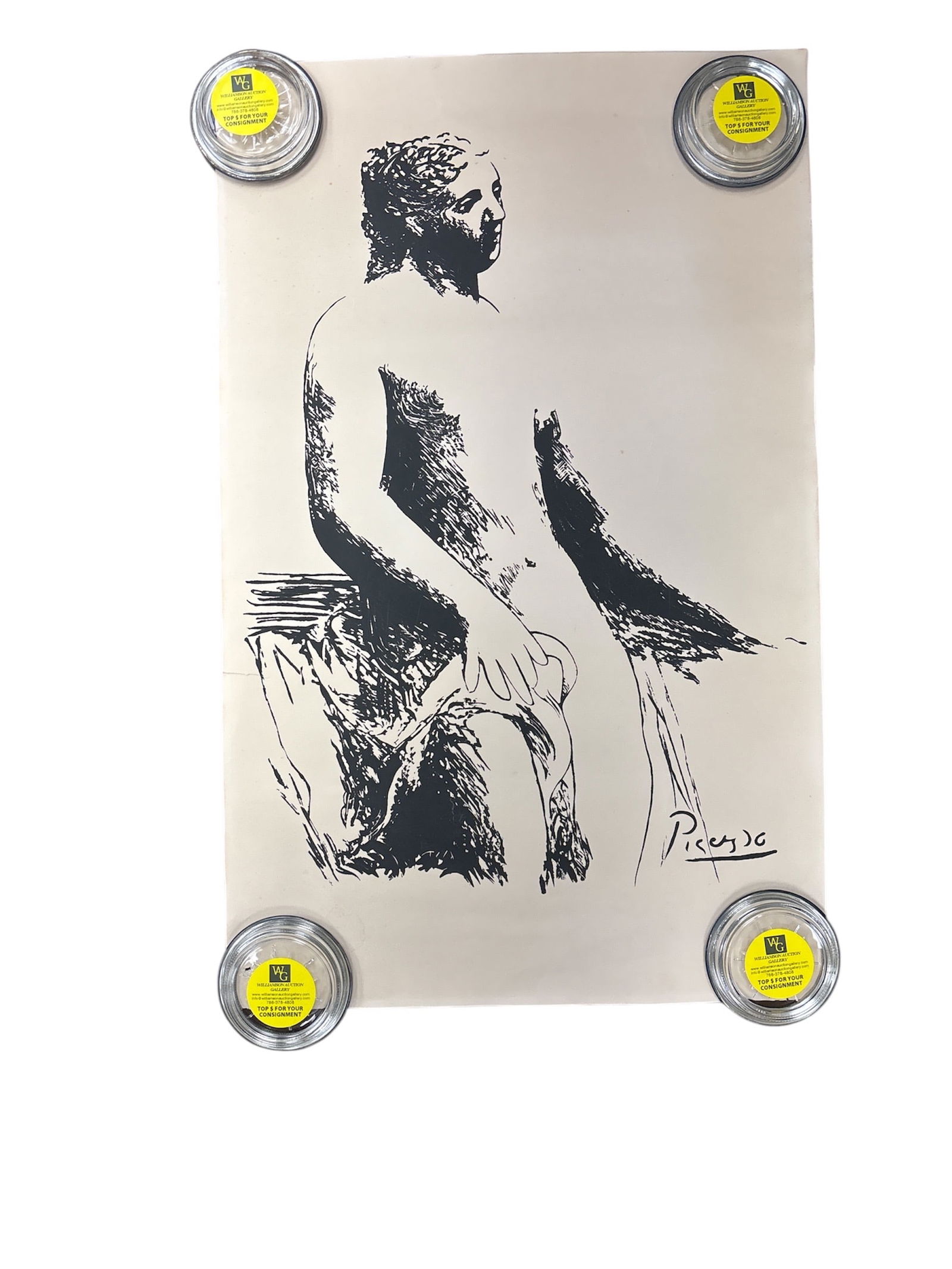 Vintage Pablo Picasso "Seated Nude" (Femme nue à jambe pliée) Reproduction: Description This listing is for a striking vintage reproduction print or poster of the famous artwork "Seated Nude" (original French title: 