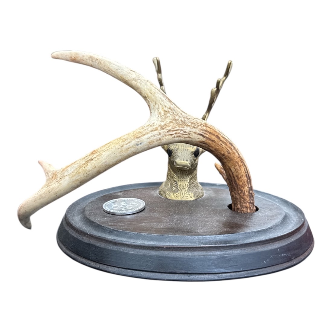 Decorative Antler Desk Accessory with 1984 USA Olympic Coin Display (1 of 4)