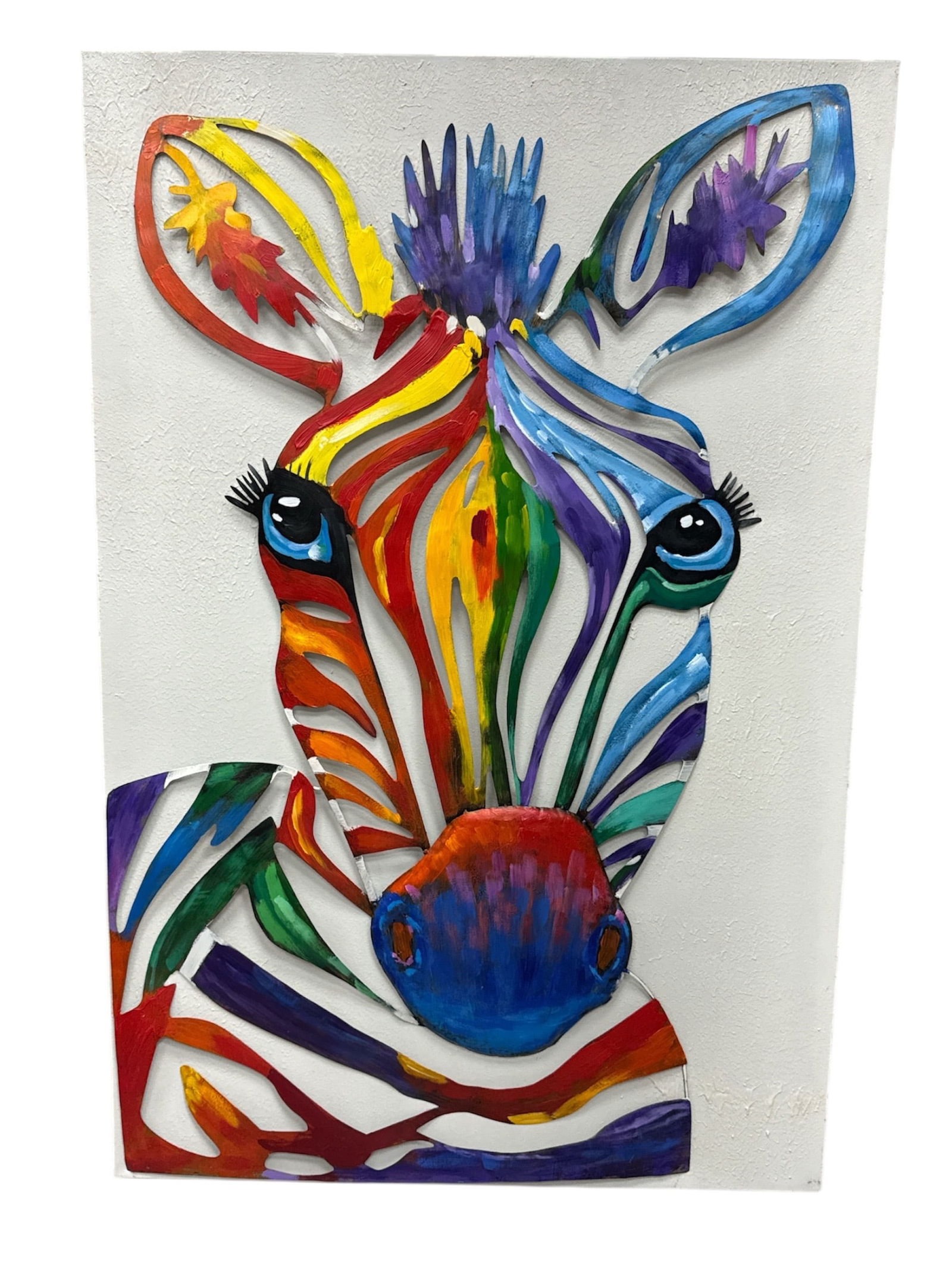 Colorful Modern Zebra Portrait Wall Art Panel Large Format (1 of 5)