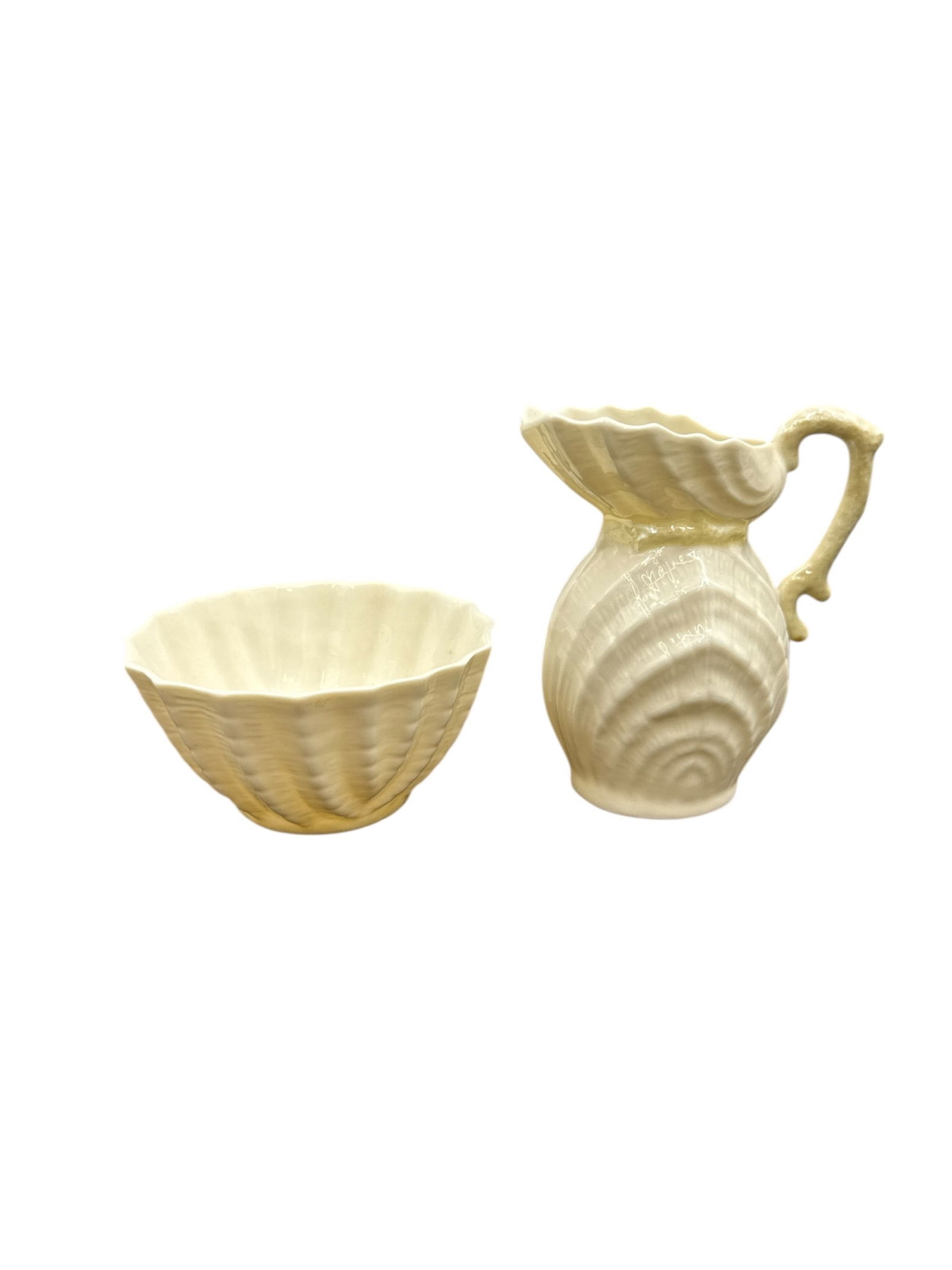 Belleek Porcelain Shell Pitcher and Bowl Set (1 of 4)