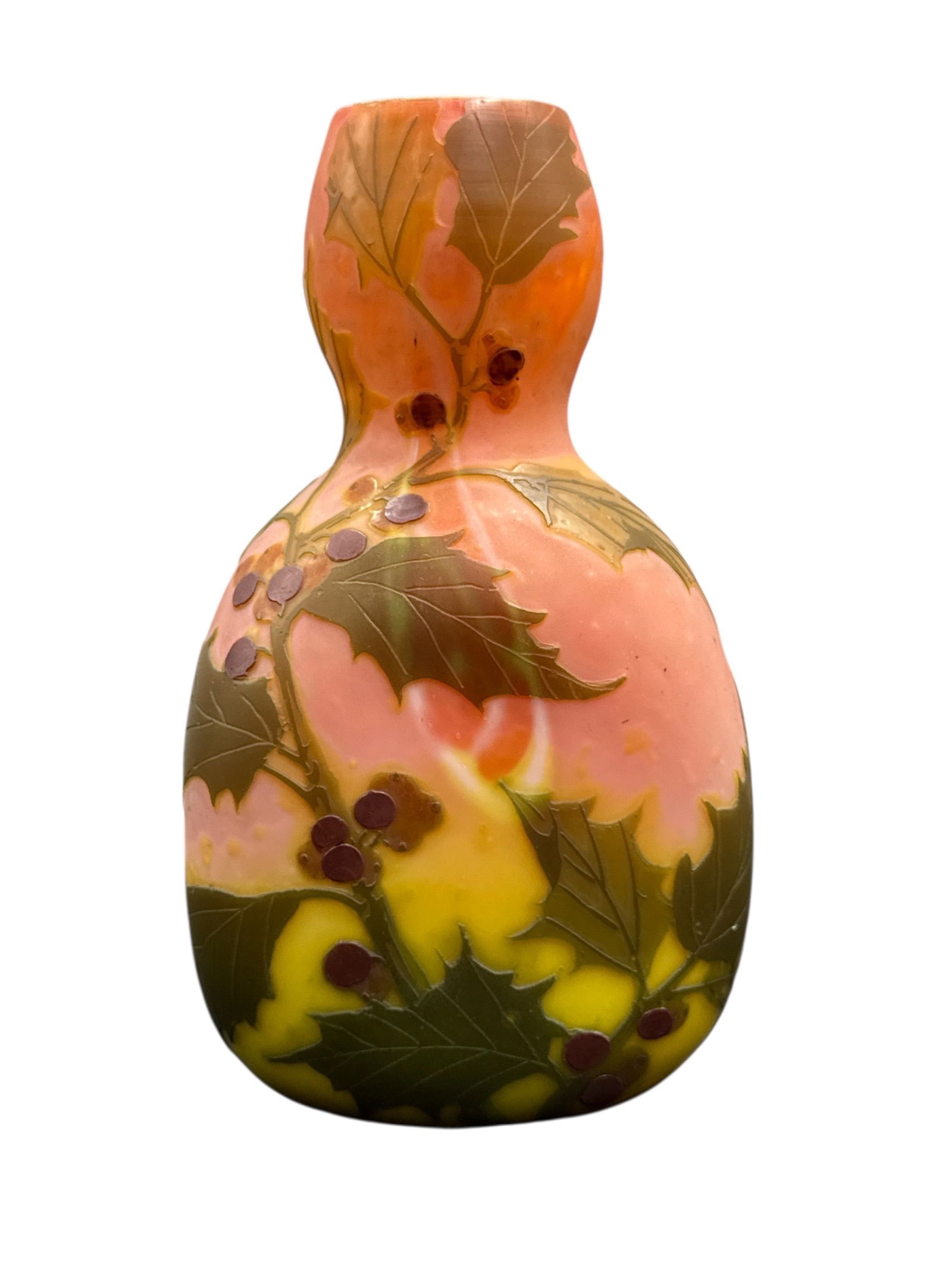 LeGras French Cameo Glass Vase with Leaf and Berry Motif (1 of 5)