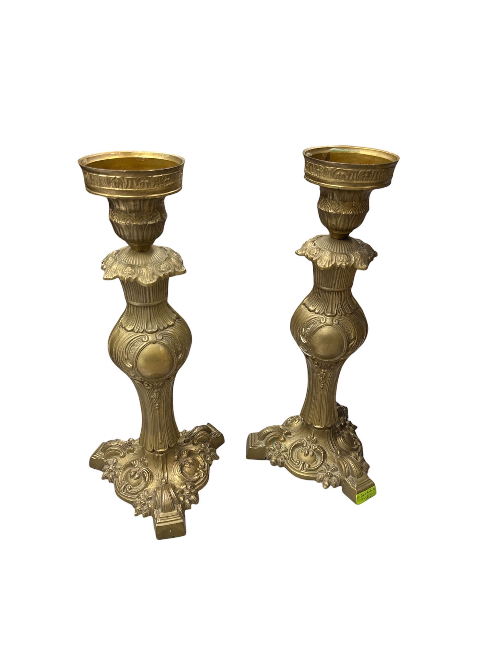 Pair of Ornate Vintage Brass Candle Holders Baroque Style (1 of 2)