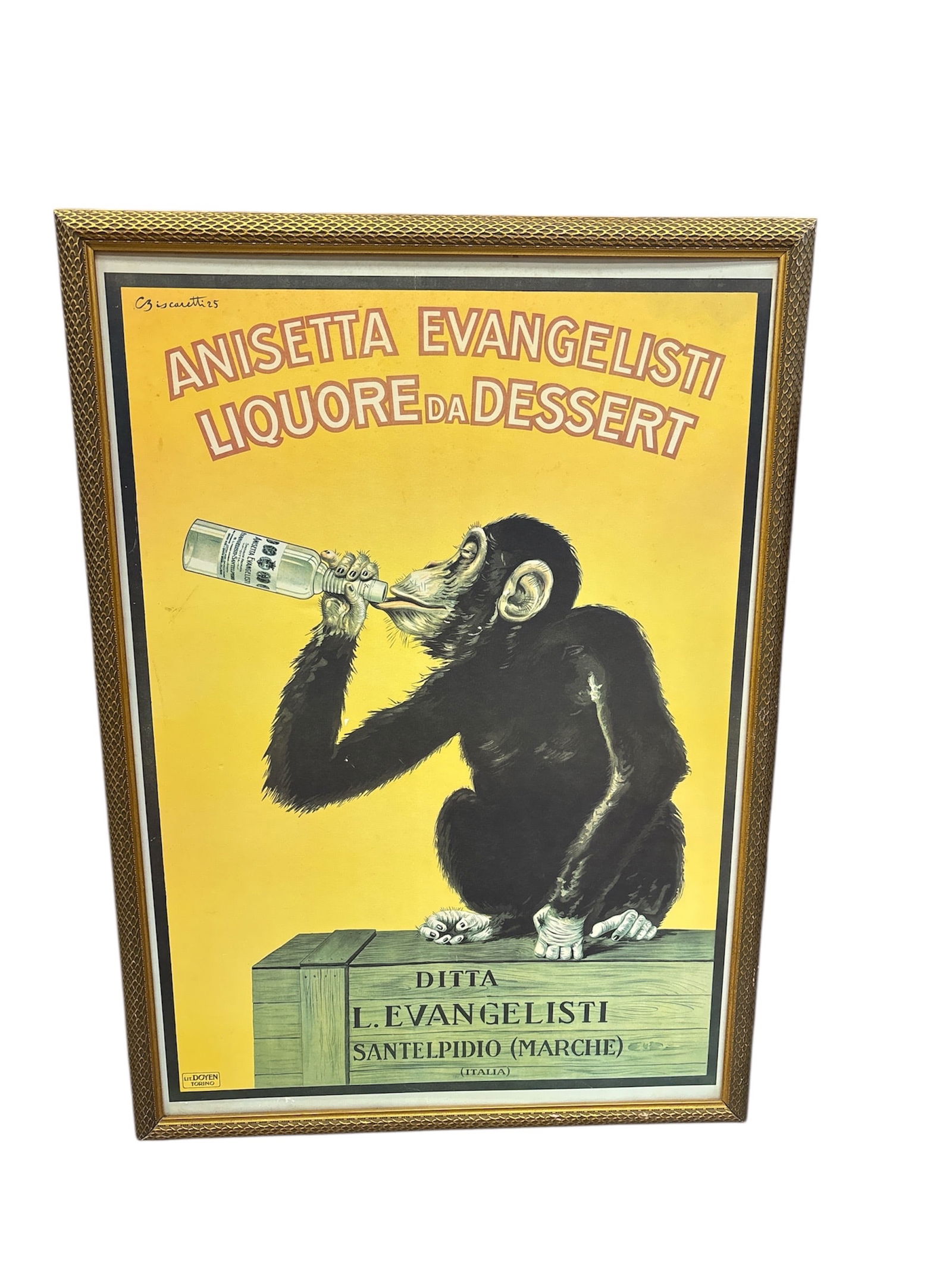 Iconic Original 1925 Art Deco Poster: Carlo Biscaretti di Ruffia's "Anisetta Evangelisti Liquore da (1 of 4)