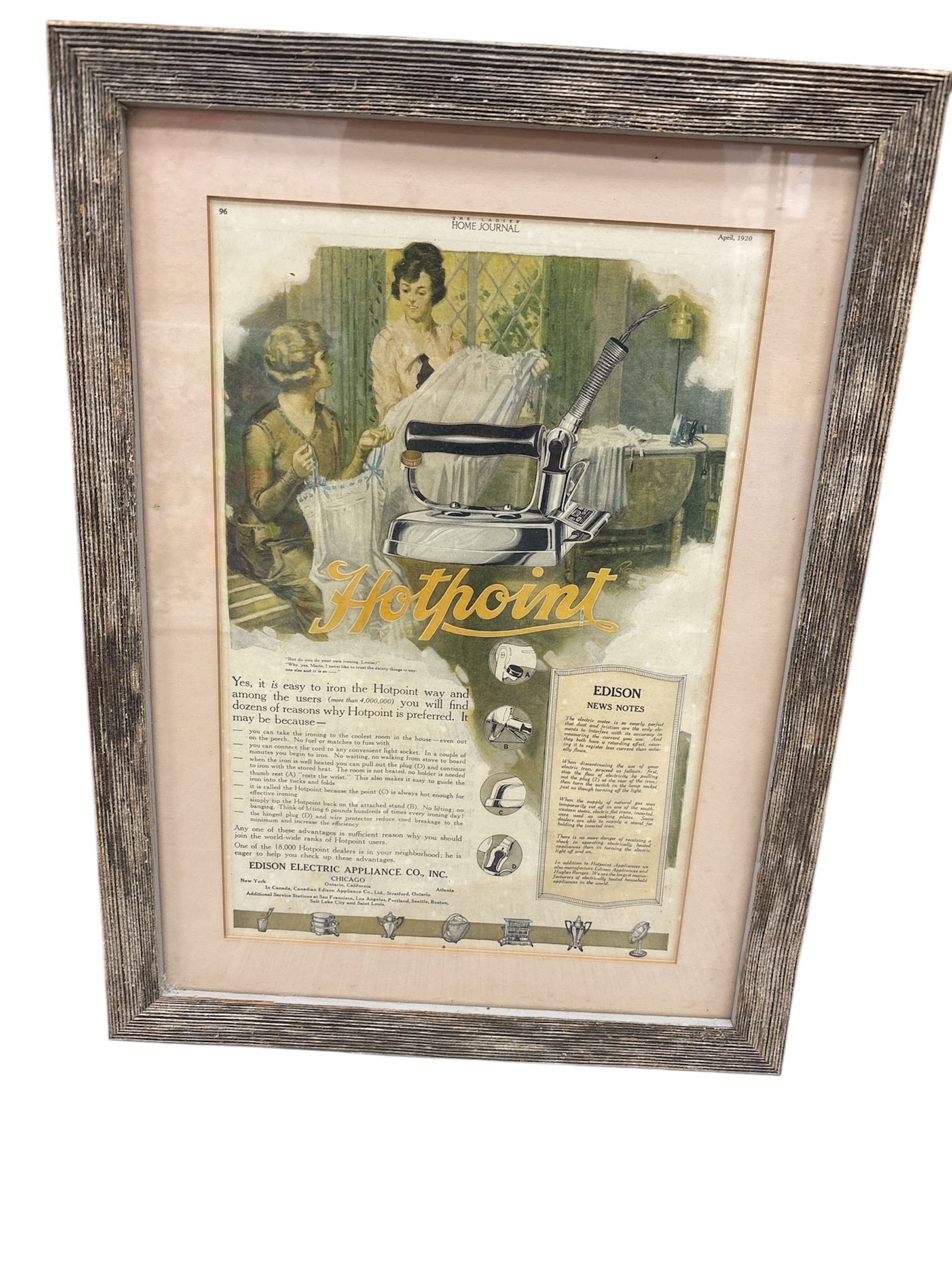 VINTAGE 1920 Hotpoint Electric Iron Original Magazine Print Ad - Edison Appliance Co. (1 of 4)