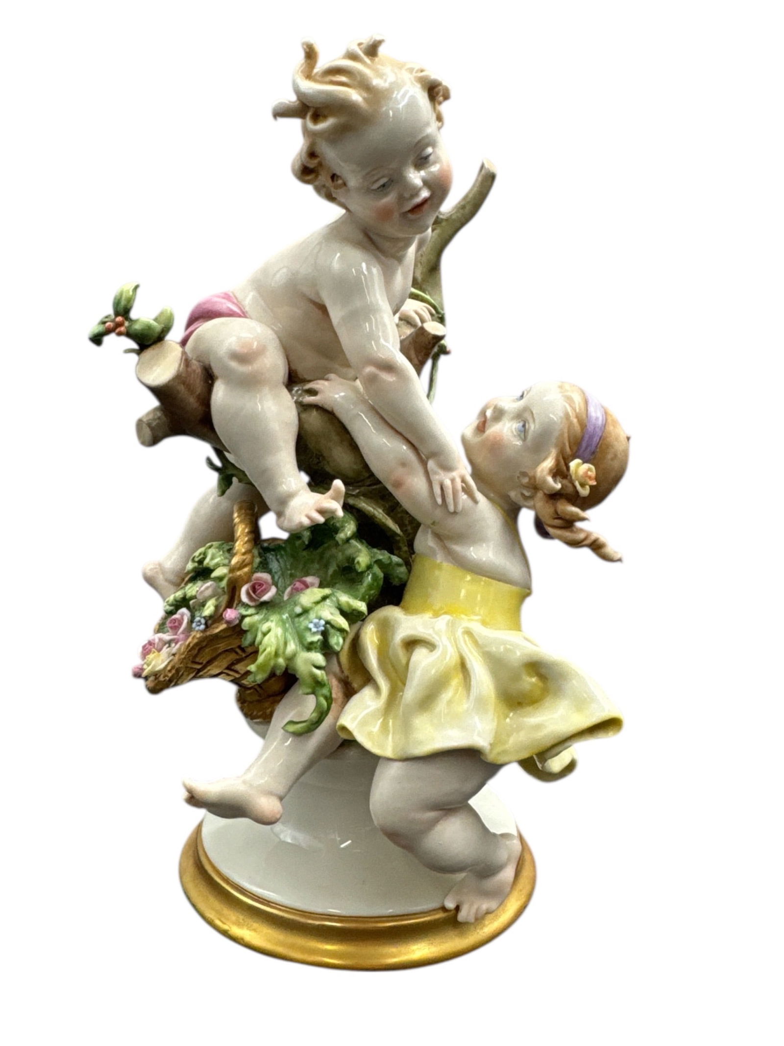 RARE Vintage Italian Capodimonte Porcelain Figurine by Giuseppe Cappe: "Children of the Tree" (1 of 4)