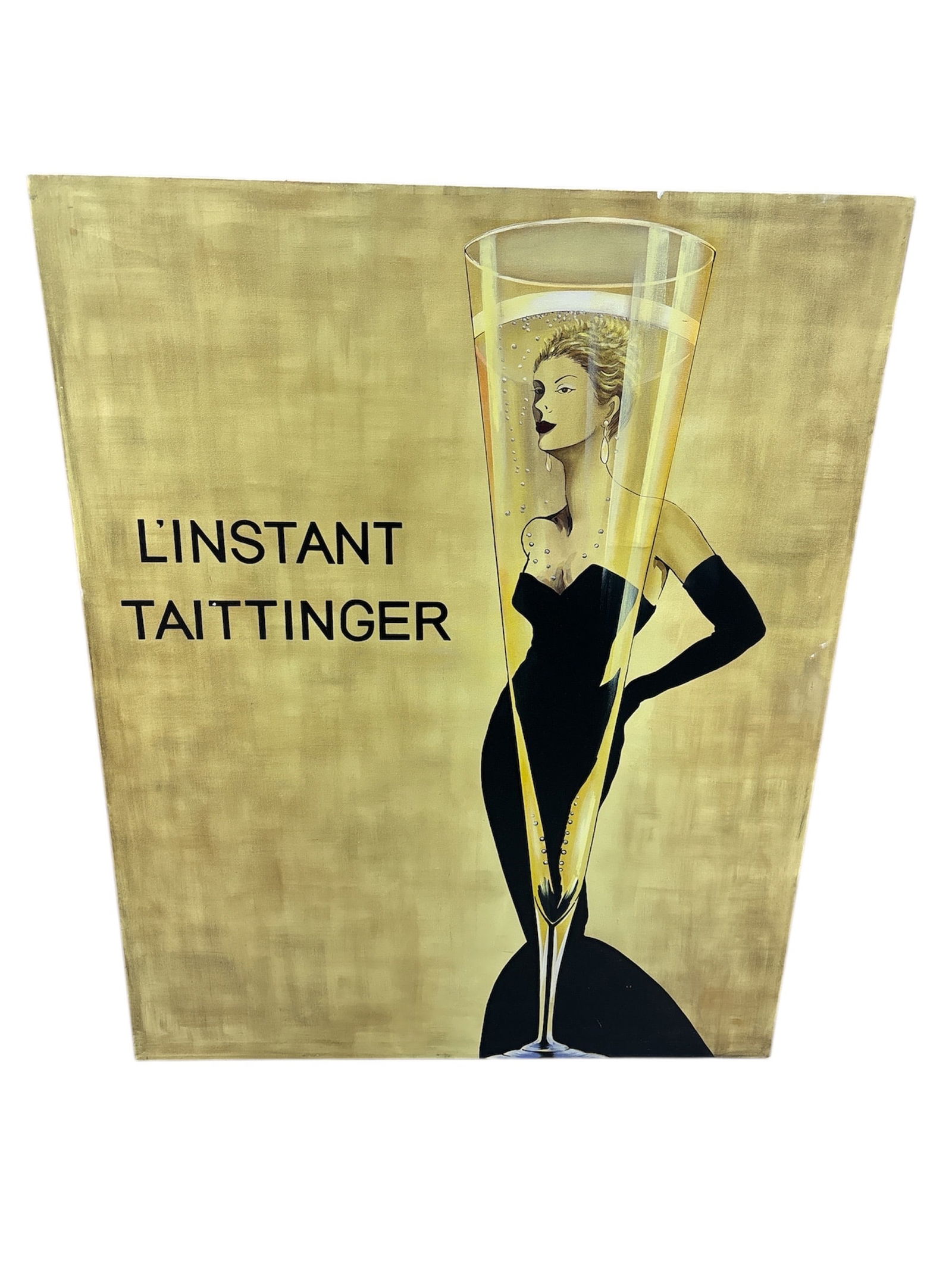 Elegant "L'Instant Taittinger" Champagne Advertising Art, Canvas Reproduction (Grace Kelly-Inspired) (1 of 3)