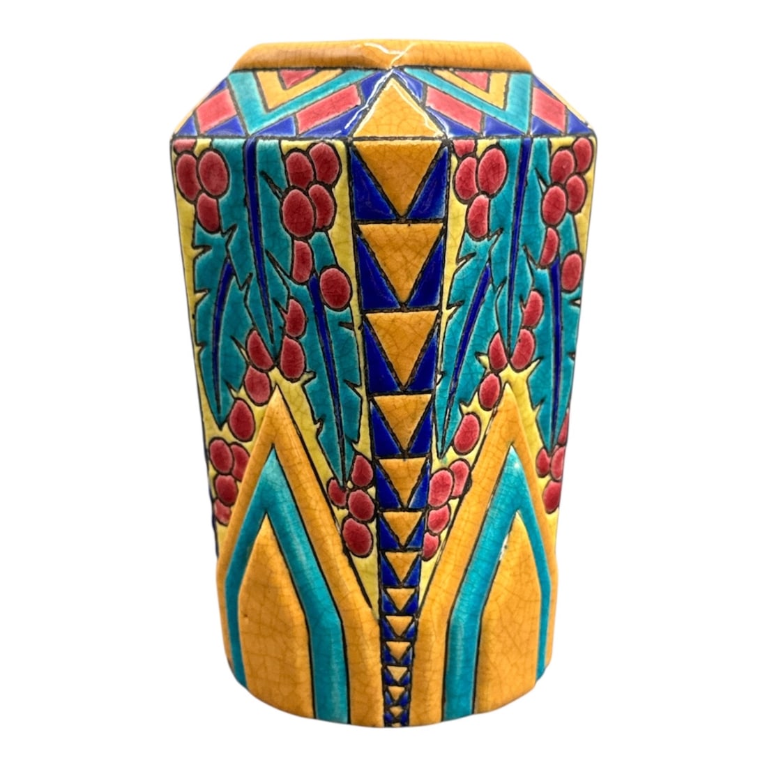 Made in Italy France Deco Style Geometric Ceramic Vase (1 of 4)