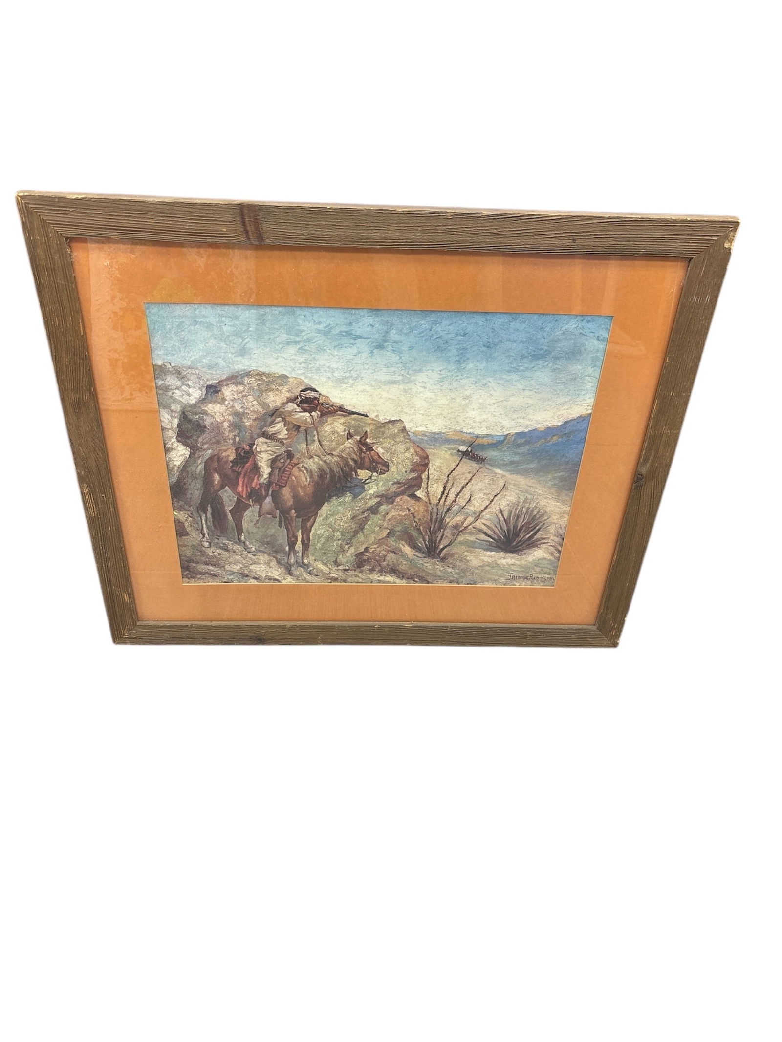 Vintage Frederic Remington "Apache Ambush" Framed Western Art Print (1 of 4)