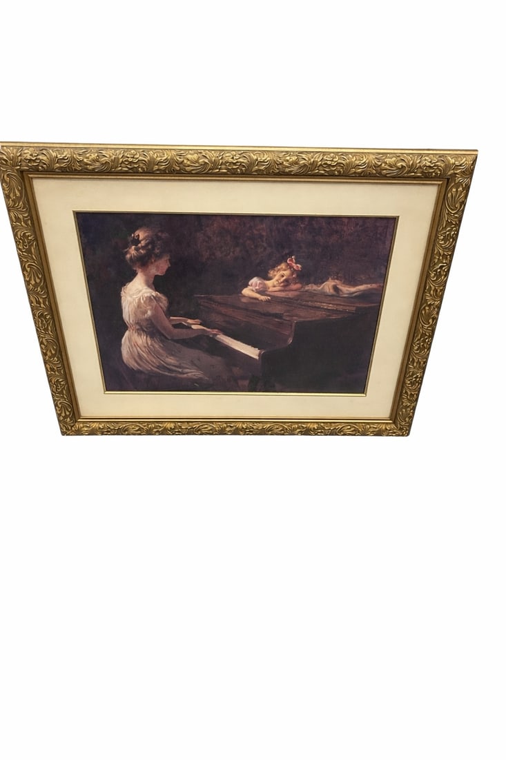 Vintage Framed Print: Charles Courtney Curran's "Songs of Childhood" (1 of 4)